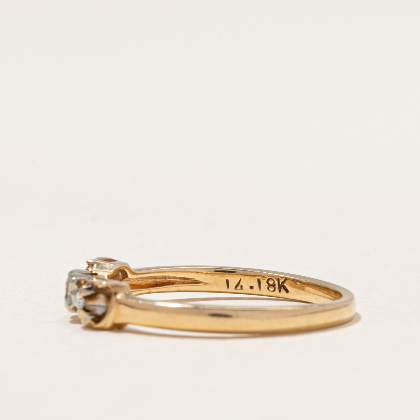 Three Stone Diamond Buckle Ring | 0.04ctw | SZ 6.5