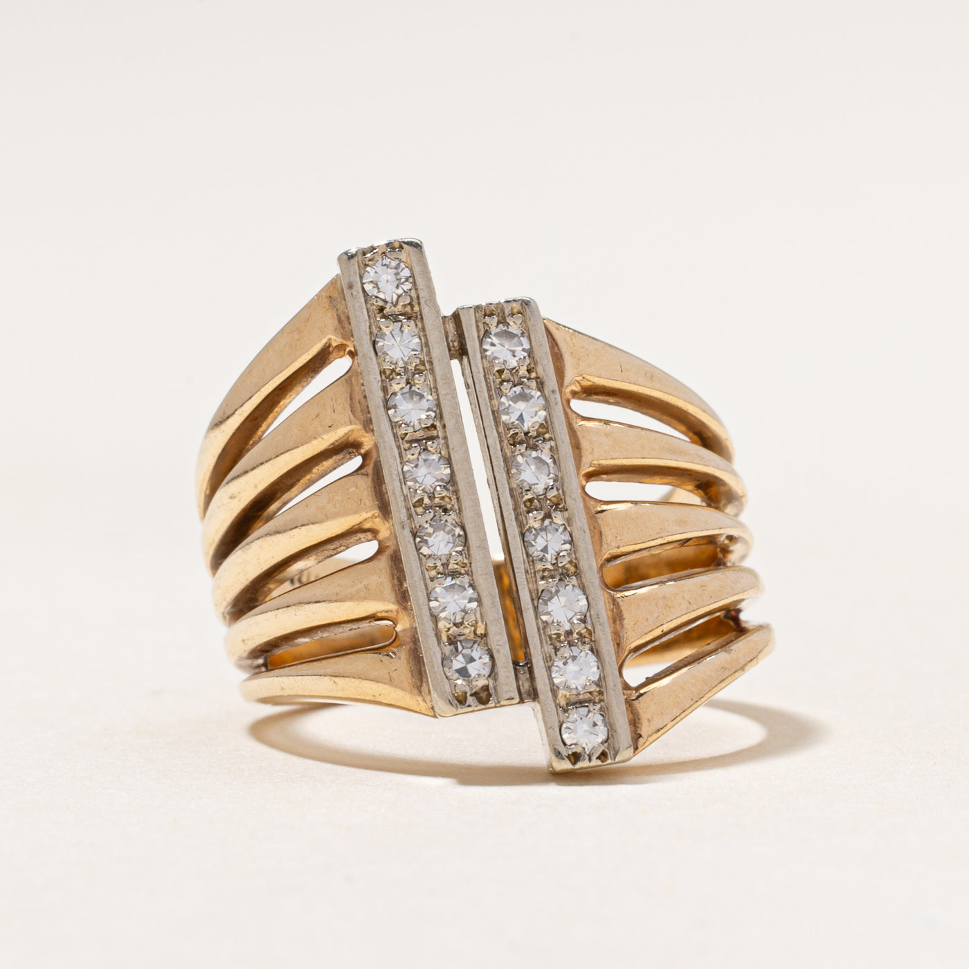 Diamond Column Openwork Ring | 0.35ctw | SZ 6