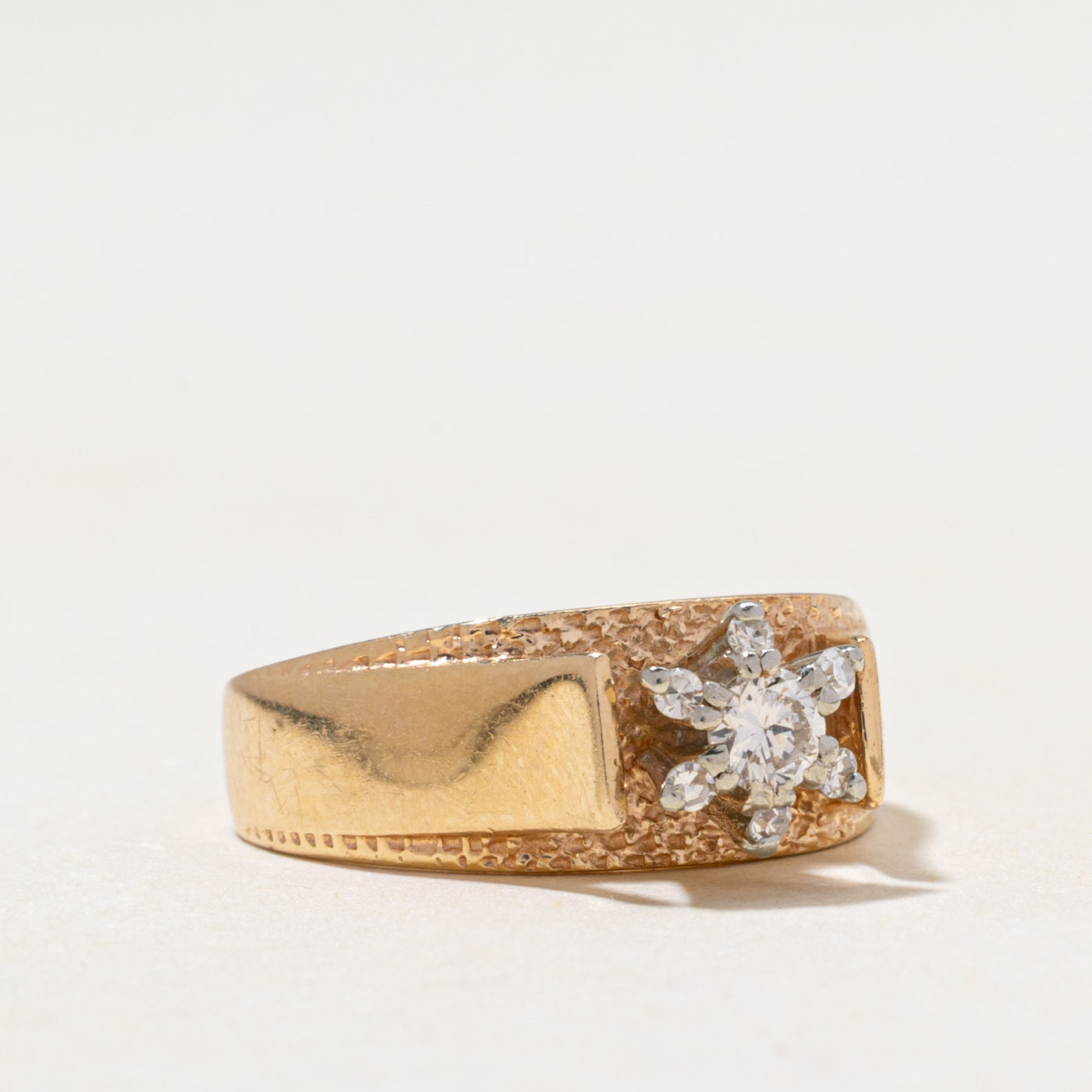 High Set Diamond Petal Textured Ring | 0.23ctw | SZ 5.5