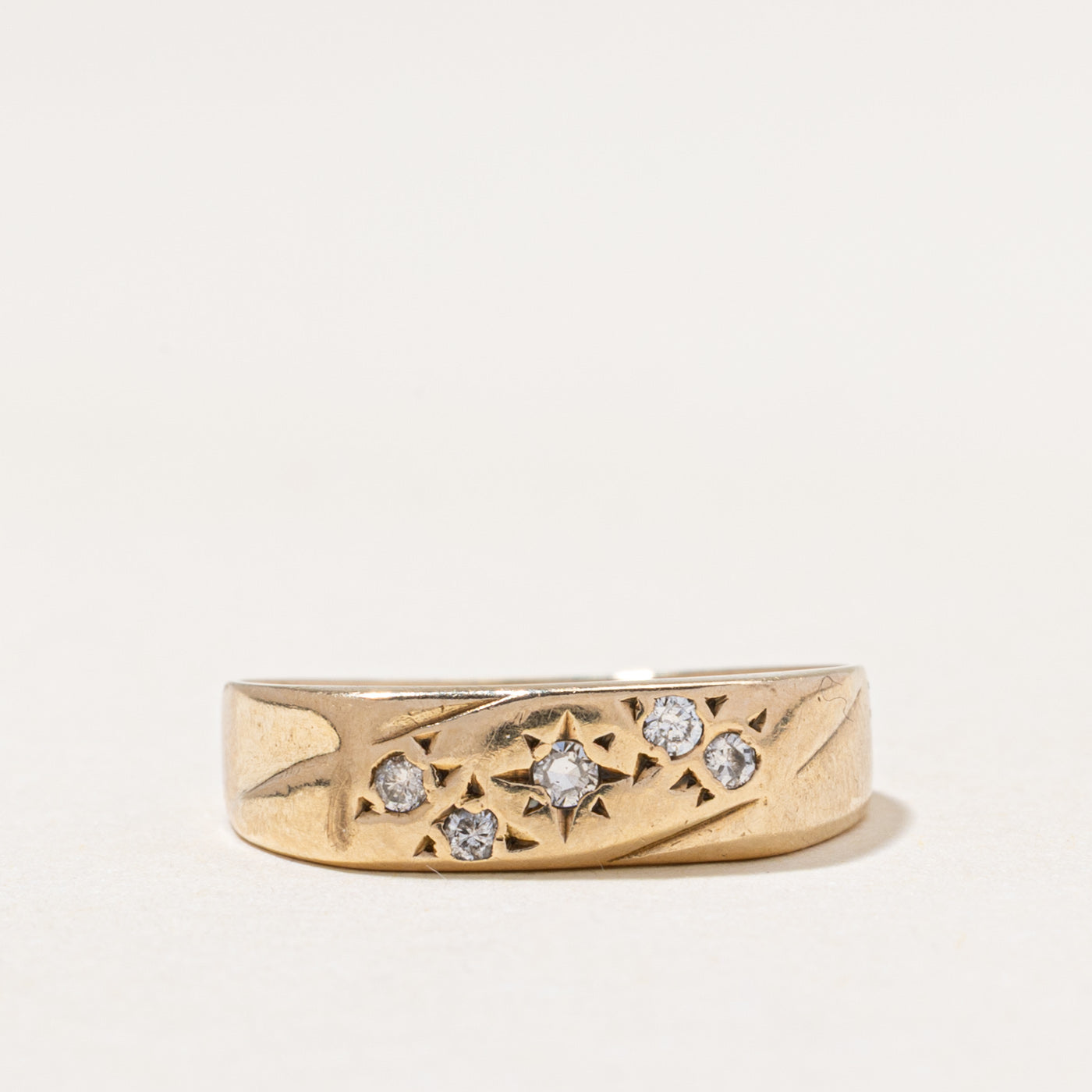 Star Set Diamond Signet Ring | 0.08ctw | SZ 6