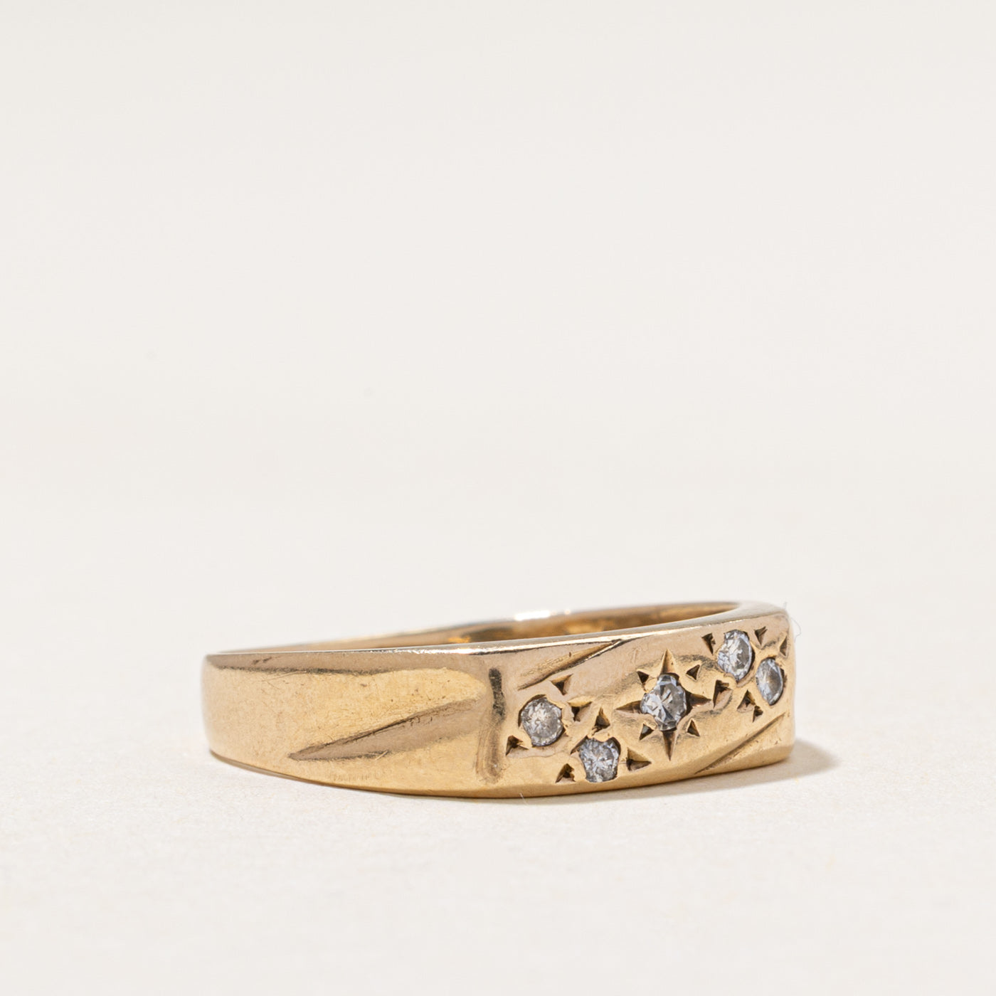 Star Set Diamond Signet Ring | 0.08ctw | SZ 6