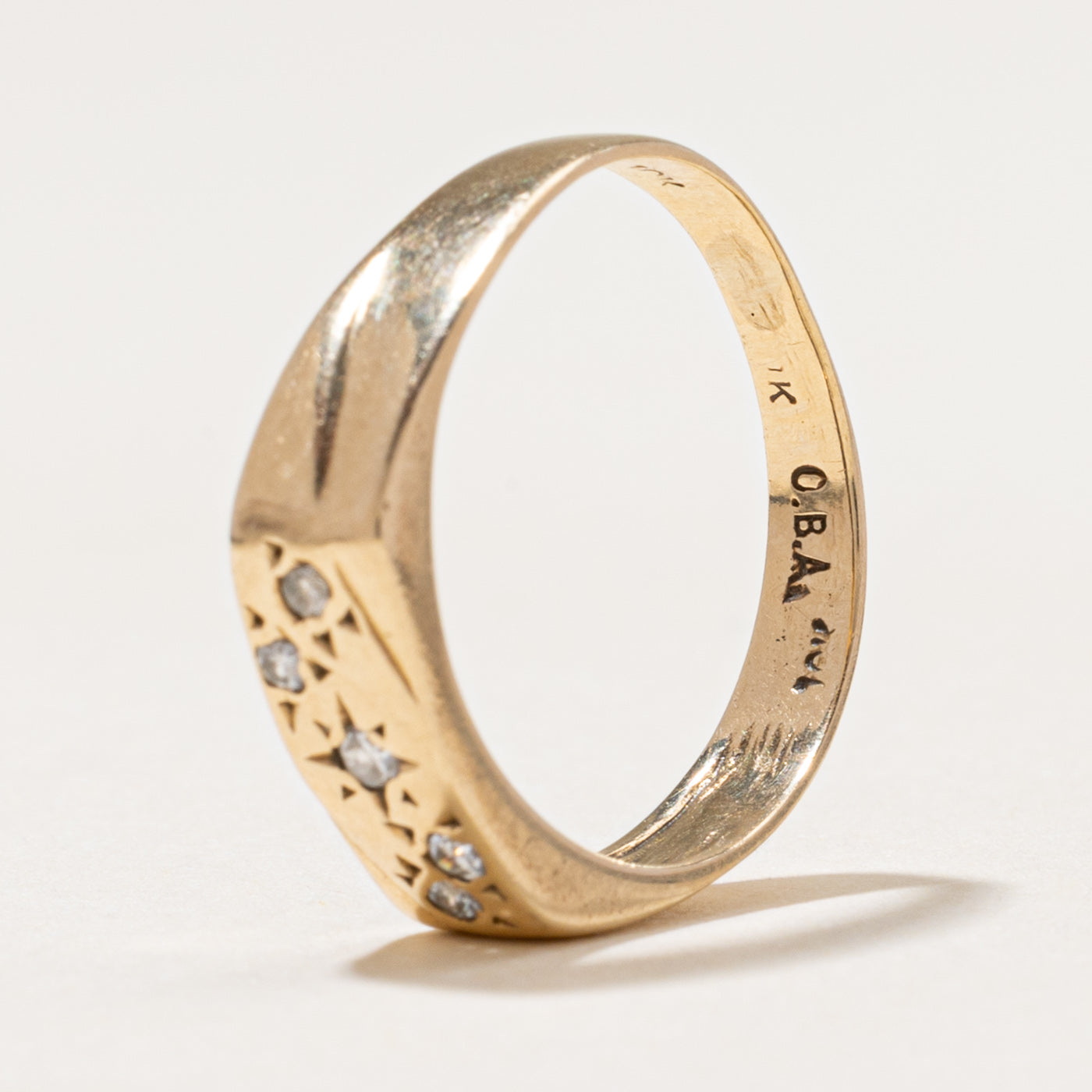 Star Set Diamond Signet Ring | 0.08ctw | SZ 6