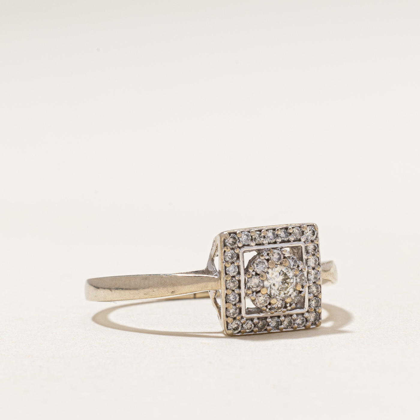 White Gold Double Halo Diamond Ring | 0.50ctw | SZ 9.75