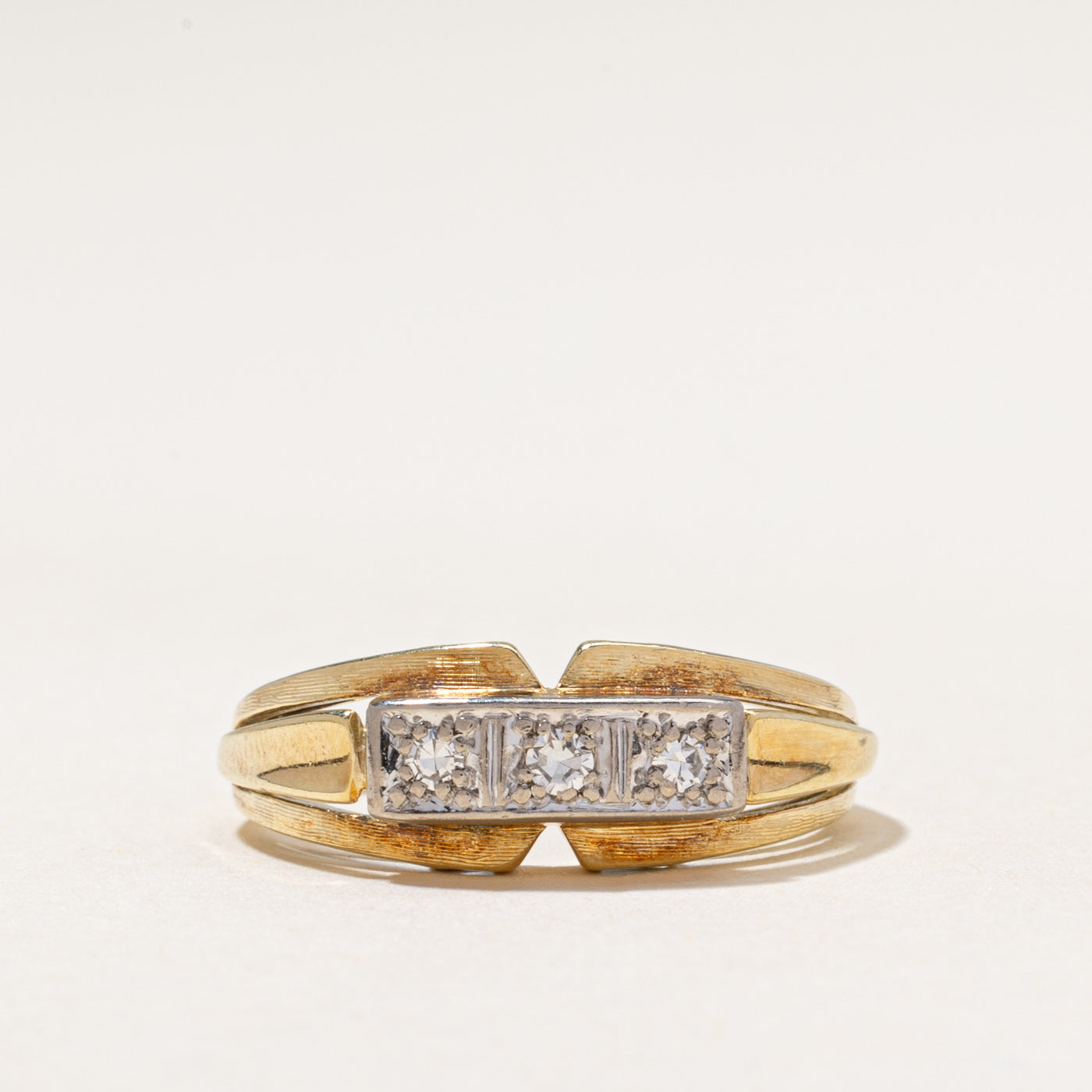 Three Stone Diamond Open Shank Ring | 0.11ctw | SZ 7.75