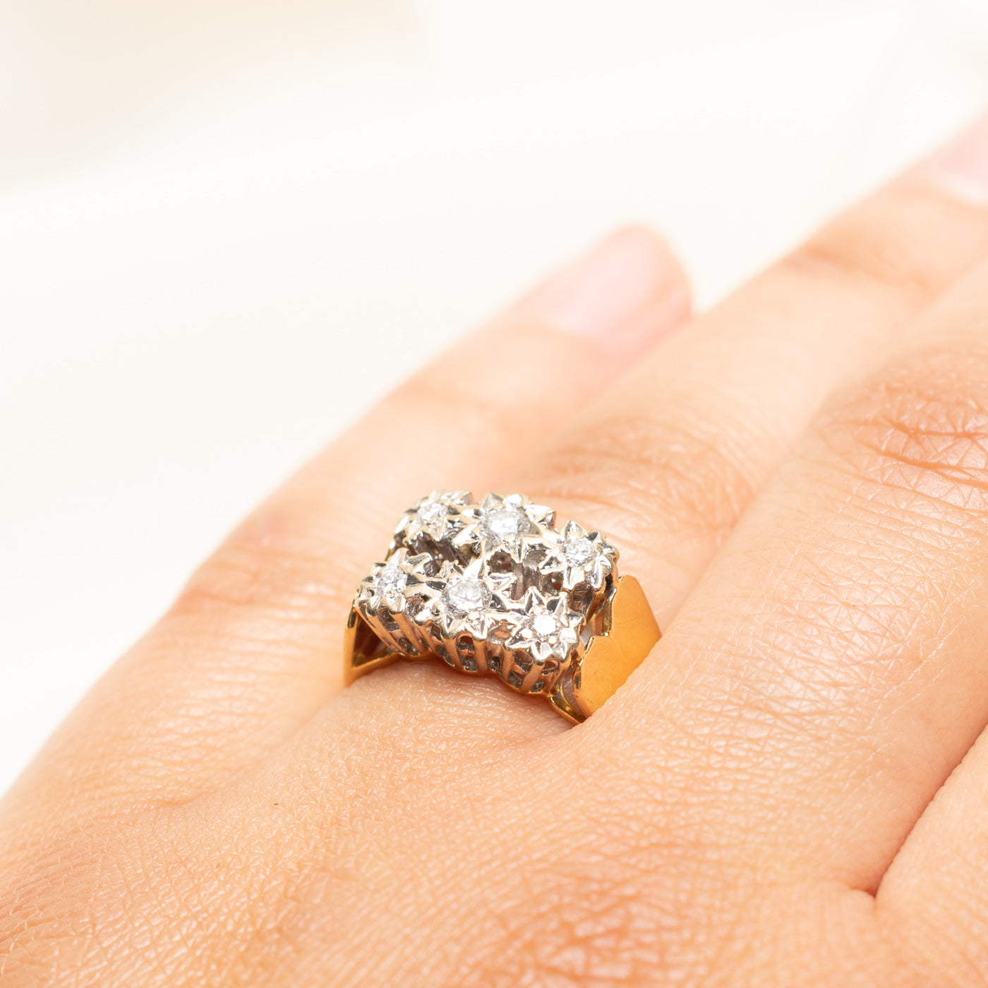 Double Row Diamond Starburst Ring | 0.40ctw | SZ 7.25