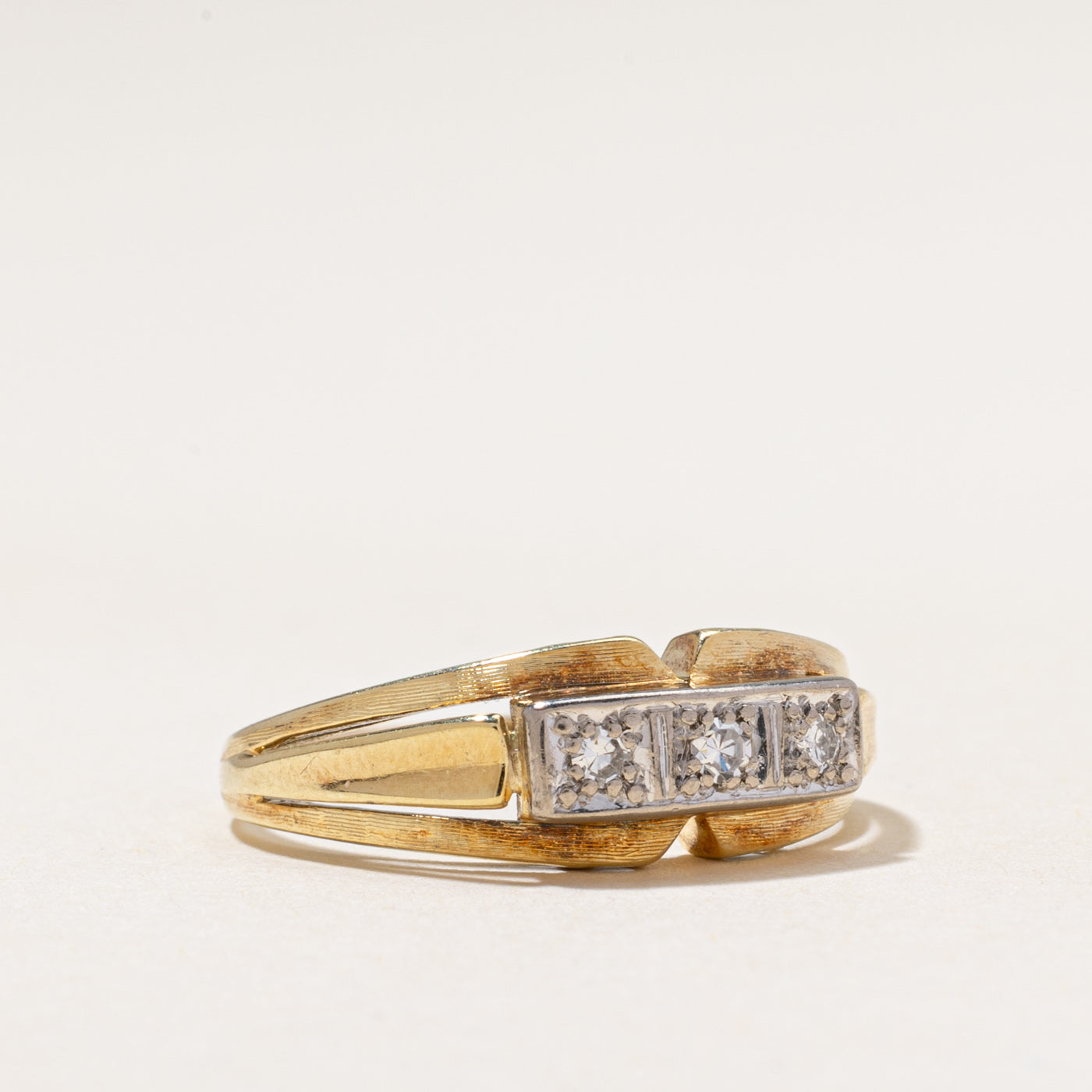 Three Stone Diamond Open Shank Ring | 0.11ctw | SZ 7.75