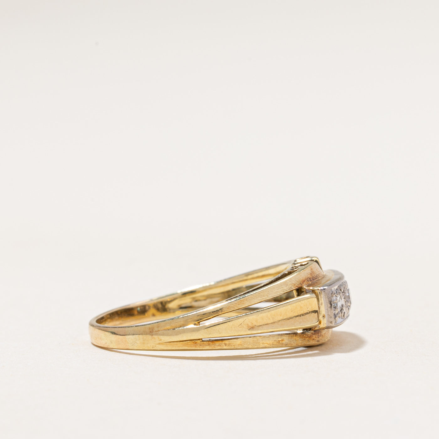 Three Stone Diamond Open Shank Ring | 0.11ctw | SZ 7.75