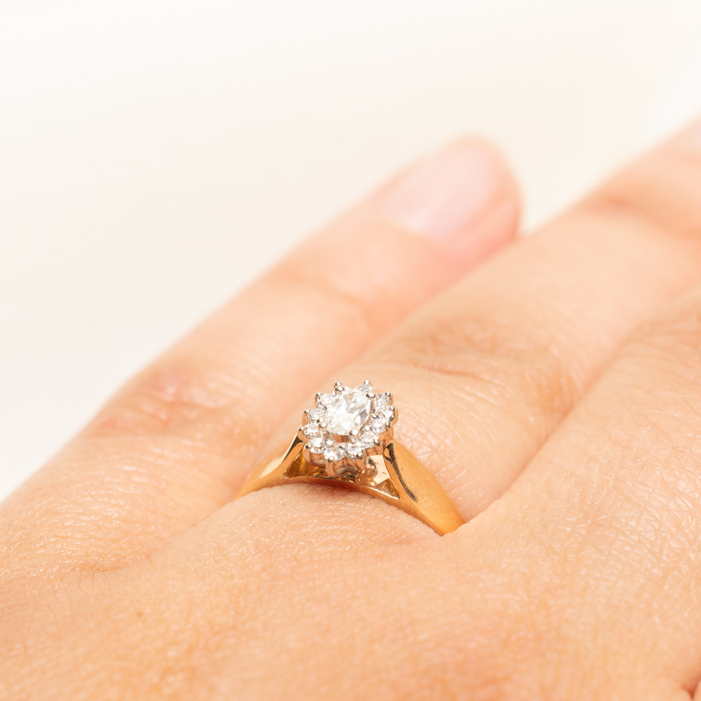 14K Diamond Halo Petal Ring | 0.30ctw | SZ 7