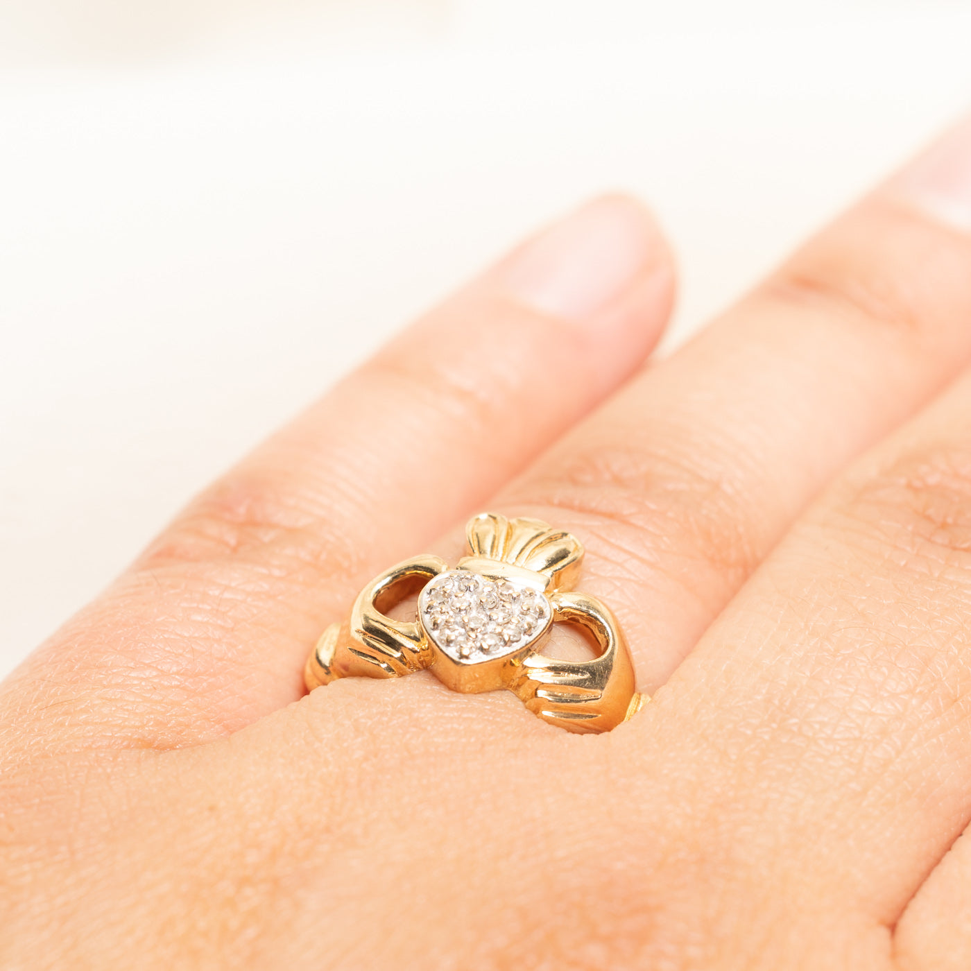 Diamond Cluster Claddagh Ring | 0.10ctw | SZ 7