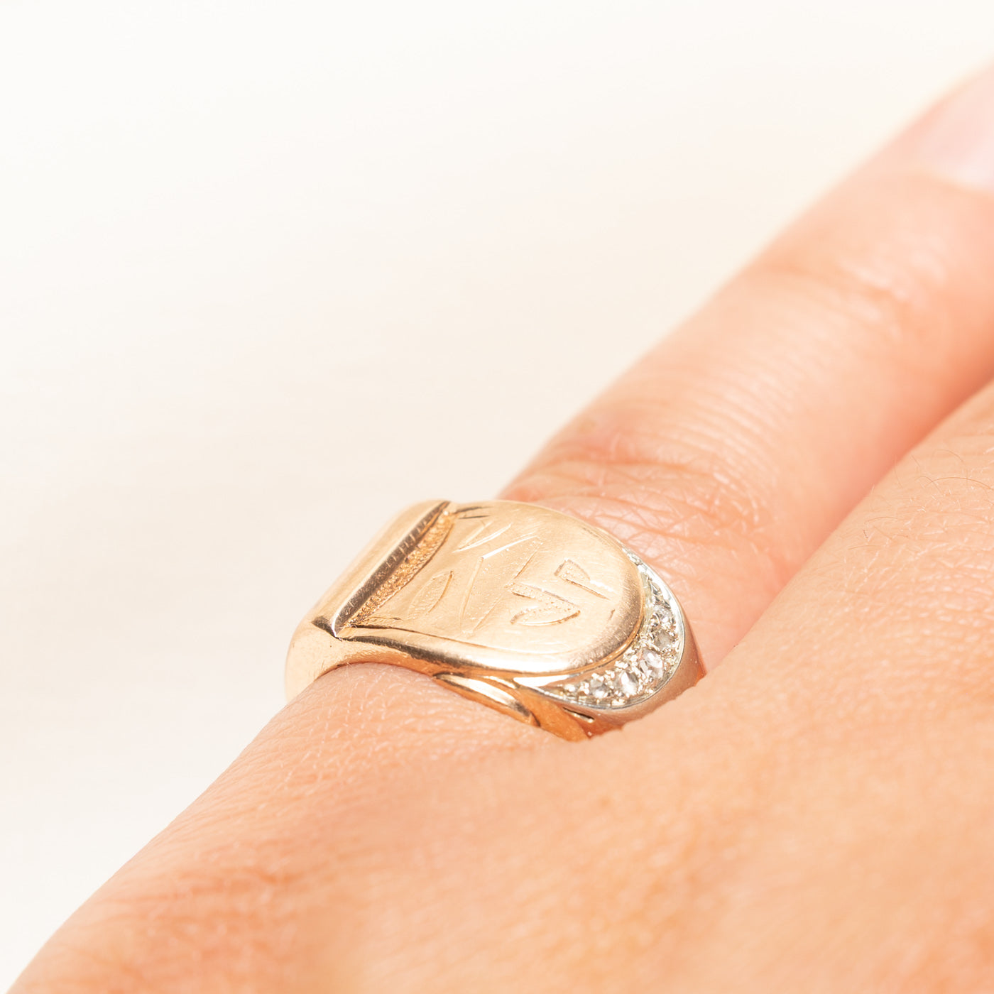 Vintage Canadian Diamond 'KS' Buckle Ring | 0.05ctw | SZ 5.25