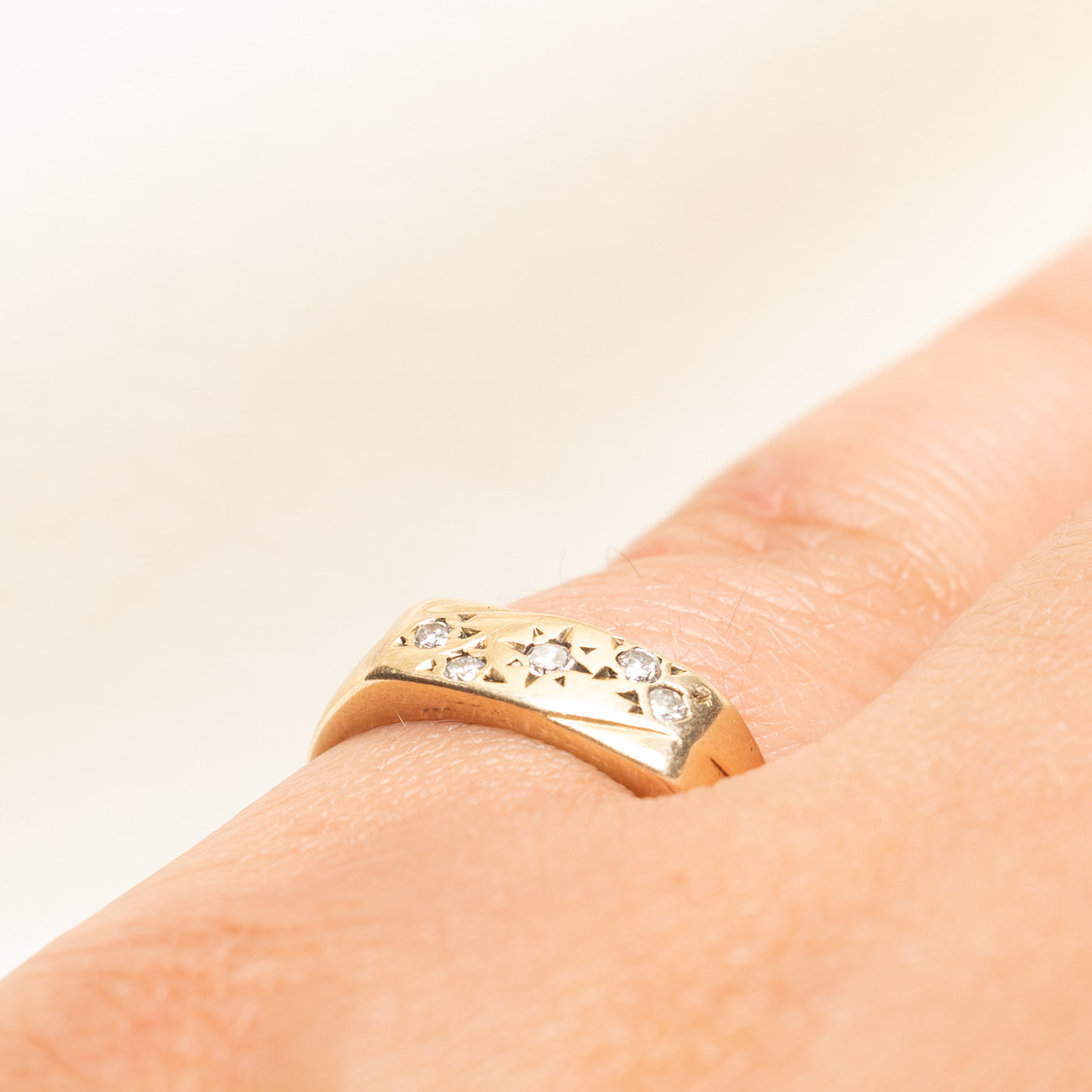 Star Set Diamond Signet Ring | 0.08ctw | SZ 6
