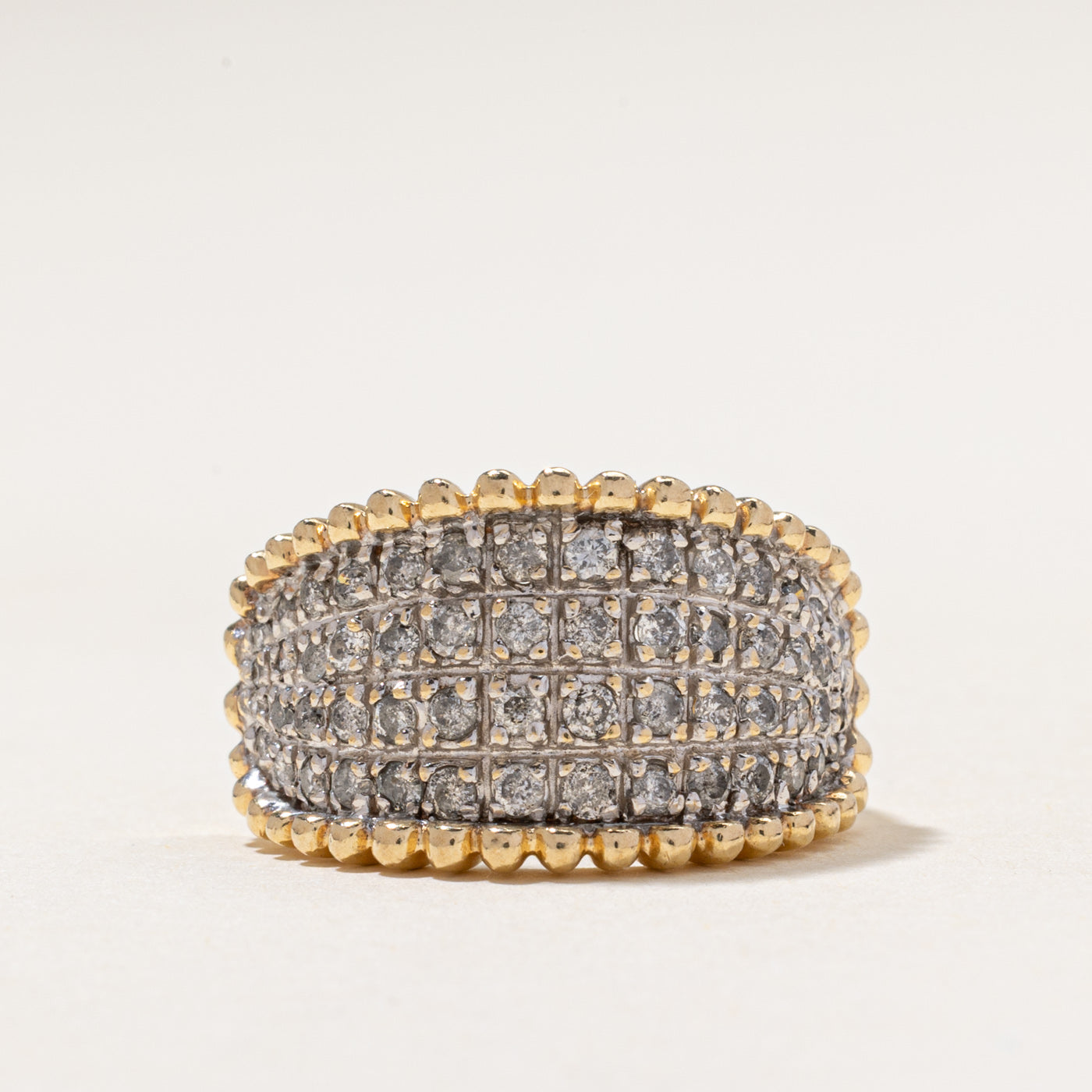 Multi Row Diamond Scalloped Cocktail Ring | 0.85ctw | SZ 8