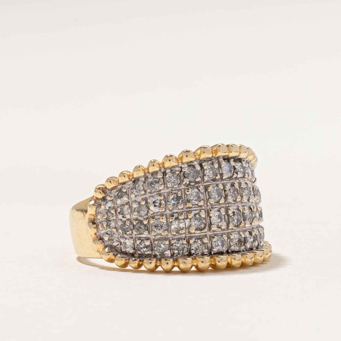 Multi Row Diamond Scalloped Cocktail Ring | 0.85ctw | SZ 8