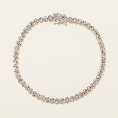 Diamond Heart Shaped Tennis Bracelet | 1.00ctw | 7