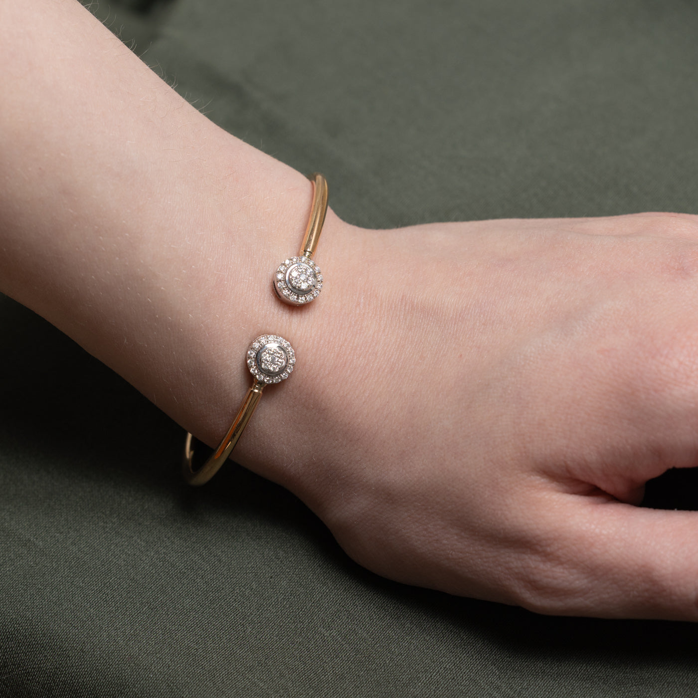 Diamond Halo Open Bangle | 0.42ctw | 7"