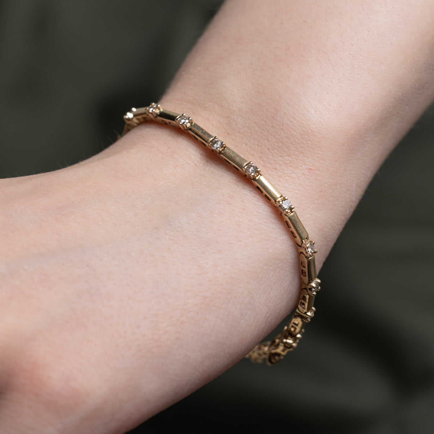 Diamond Bar Link Bracelet | 0.95ctw | 7"