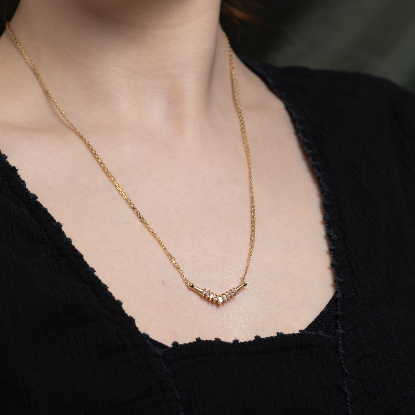 Marquise Diamond Chevron Necklace | 0.50ctw | 20"