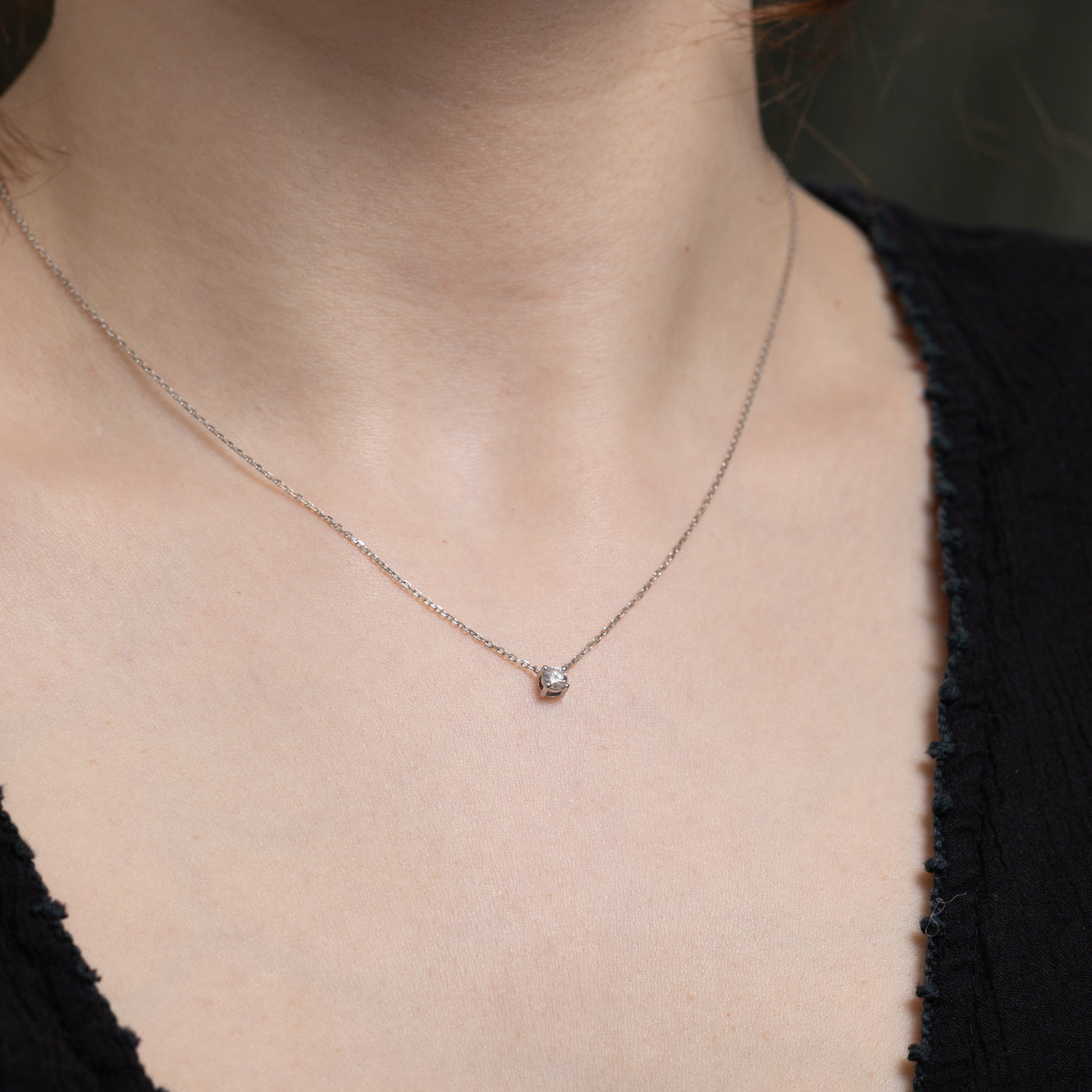 Collier solitaire en diamant | 0,17 ct | 43 cm 