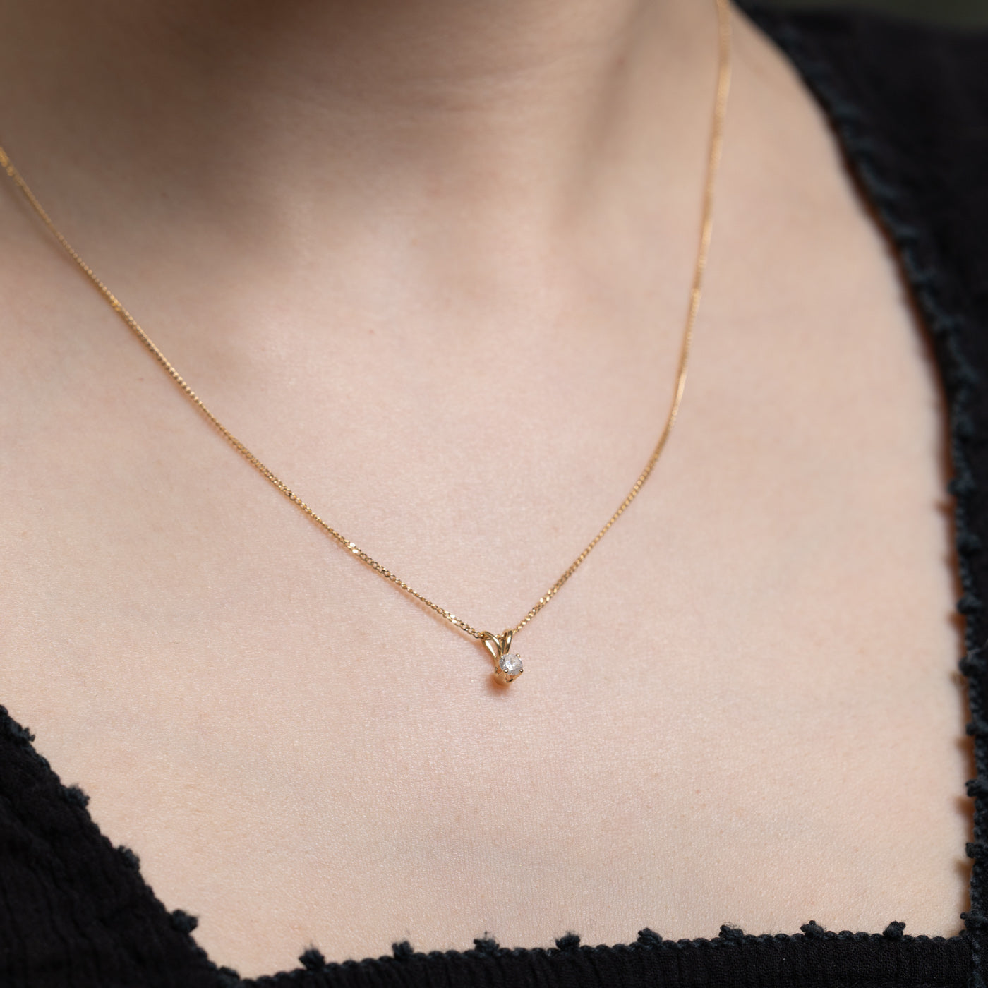 Collier pendentif solitaire en diamant | 0,11 ct | 45,7 cm 
