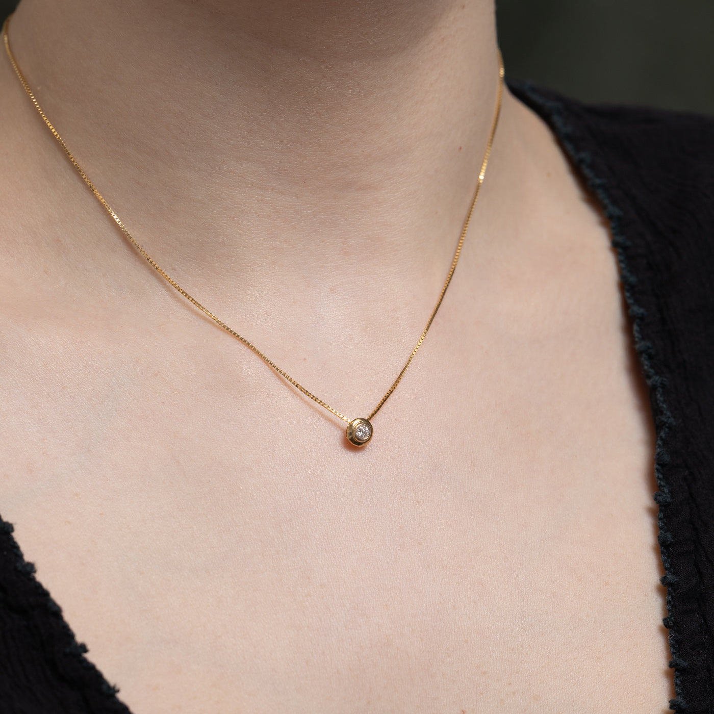 Collier pendentif en diamant serti clos | 0,10 ct | 40,6 cm 