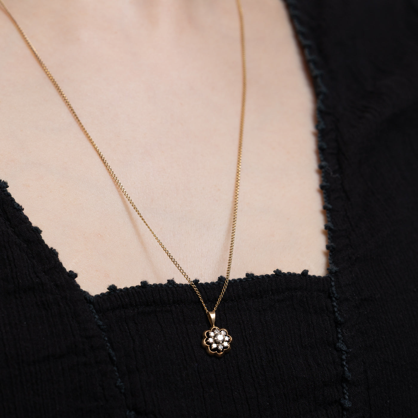 Diamond Petal Pendant Necklace | 0.25ctw | 24"
