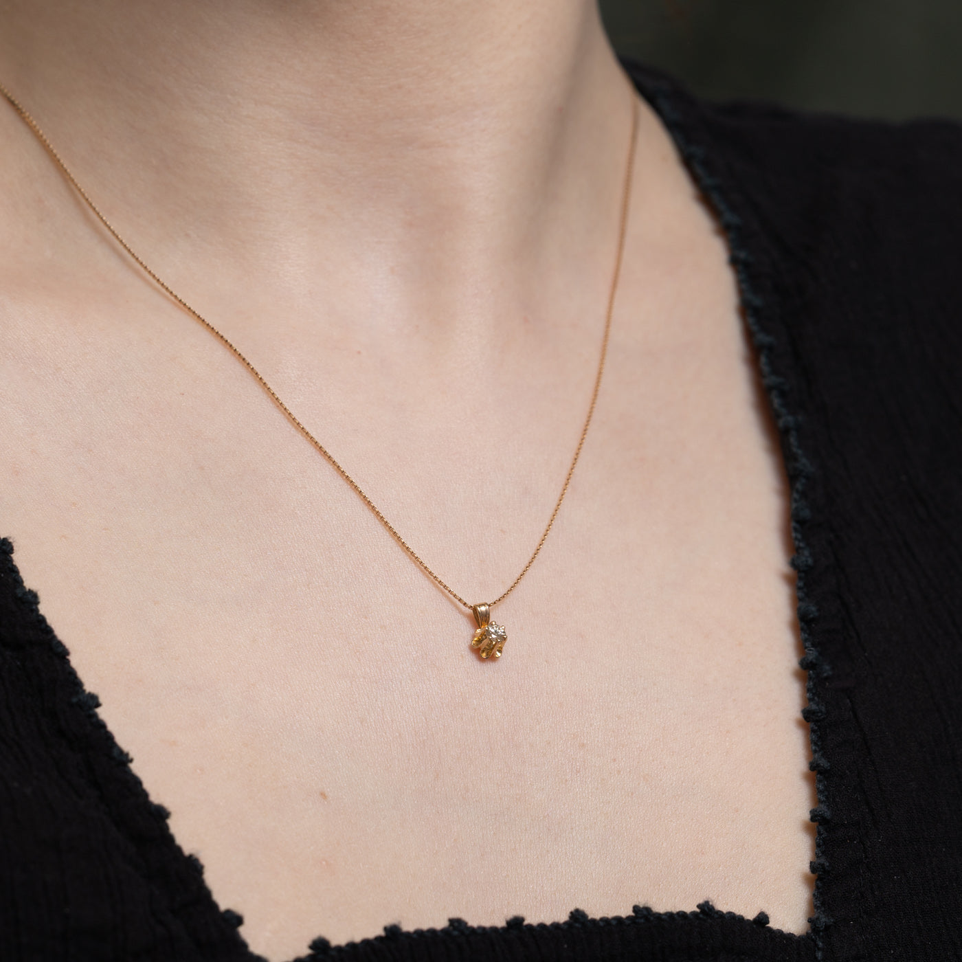 Collier pendentif serti de diamants Belcher | 0,14 ct | 45,7 cm 