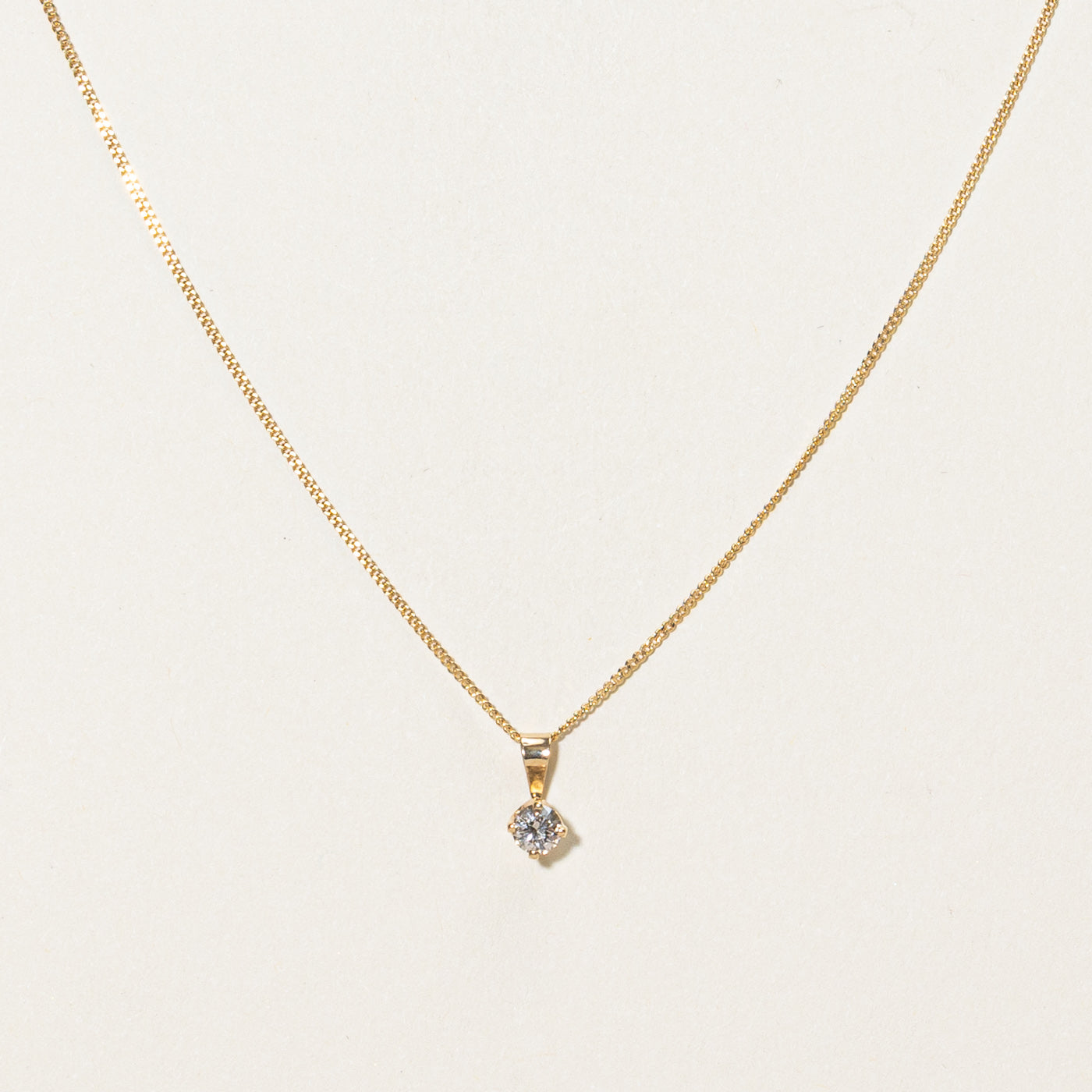 Solitaire Diamond Pendant Necklace | 0.15ct | 16"