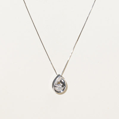Diamond Pear Shaped Pendant Necklace | 0.22ct | 18