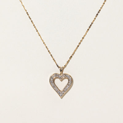 Diamond Open Heart Pendant Necklace | 0.50ctw | 16
