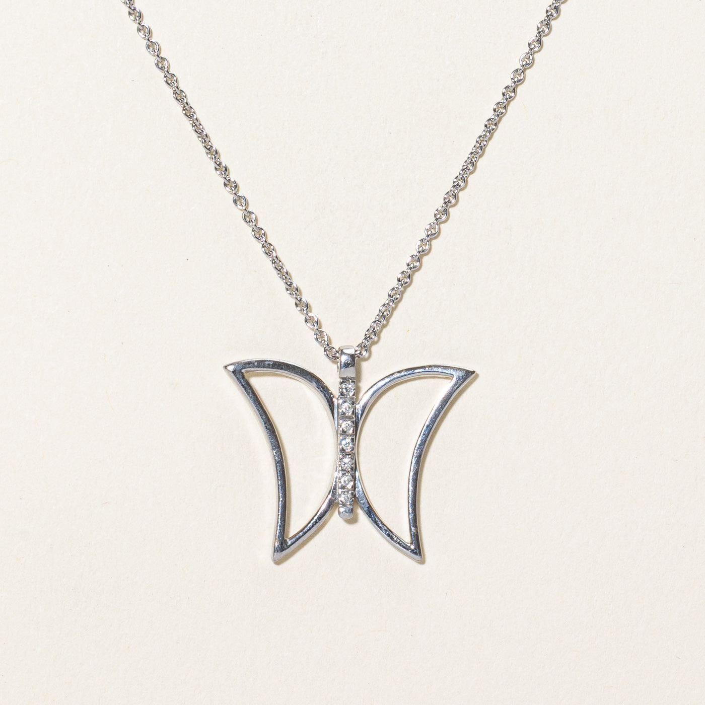 Diamond Butterfly Pendant Necklace | 0.05ctw | 16"