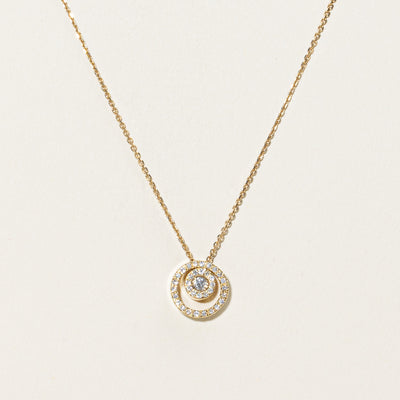 Diamond Double Halo Pendant Necklace | 0.25ctw | 16