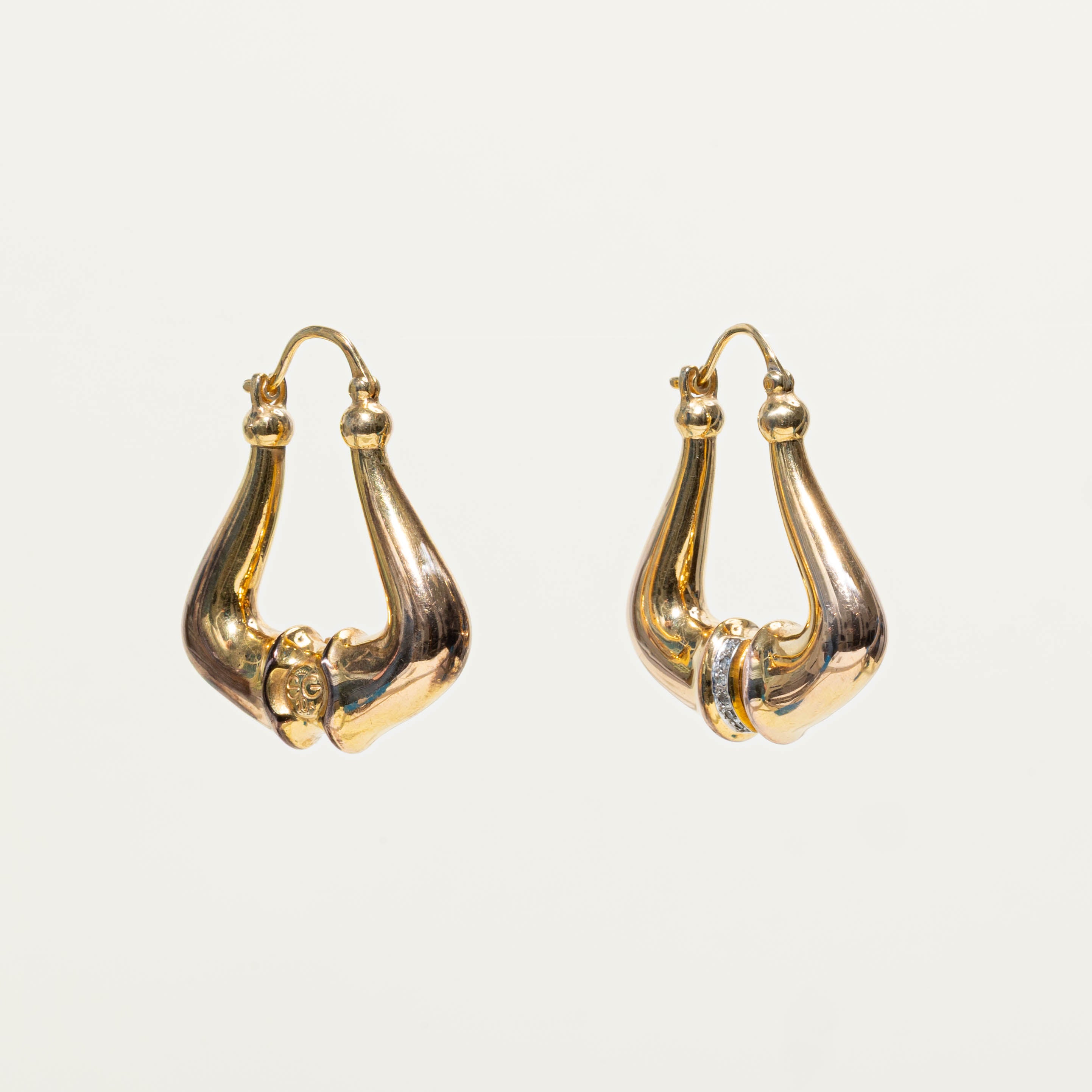 10k Diamond Accent Harp Shaped Earrings | 0.08ctw