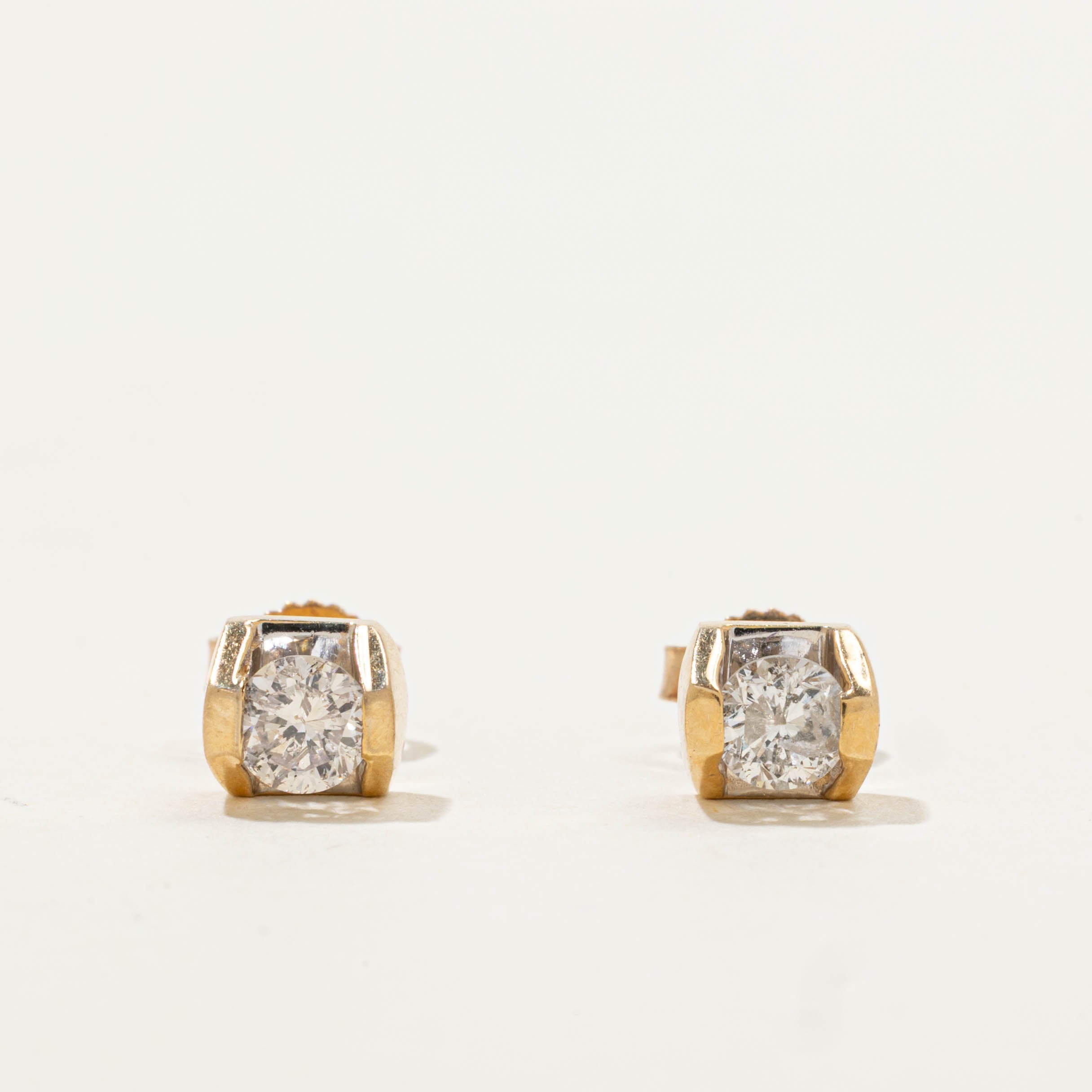 10k Tension Set Diamond Hexagon Studs | 0.41ctw