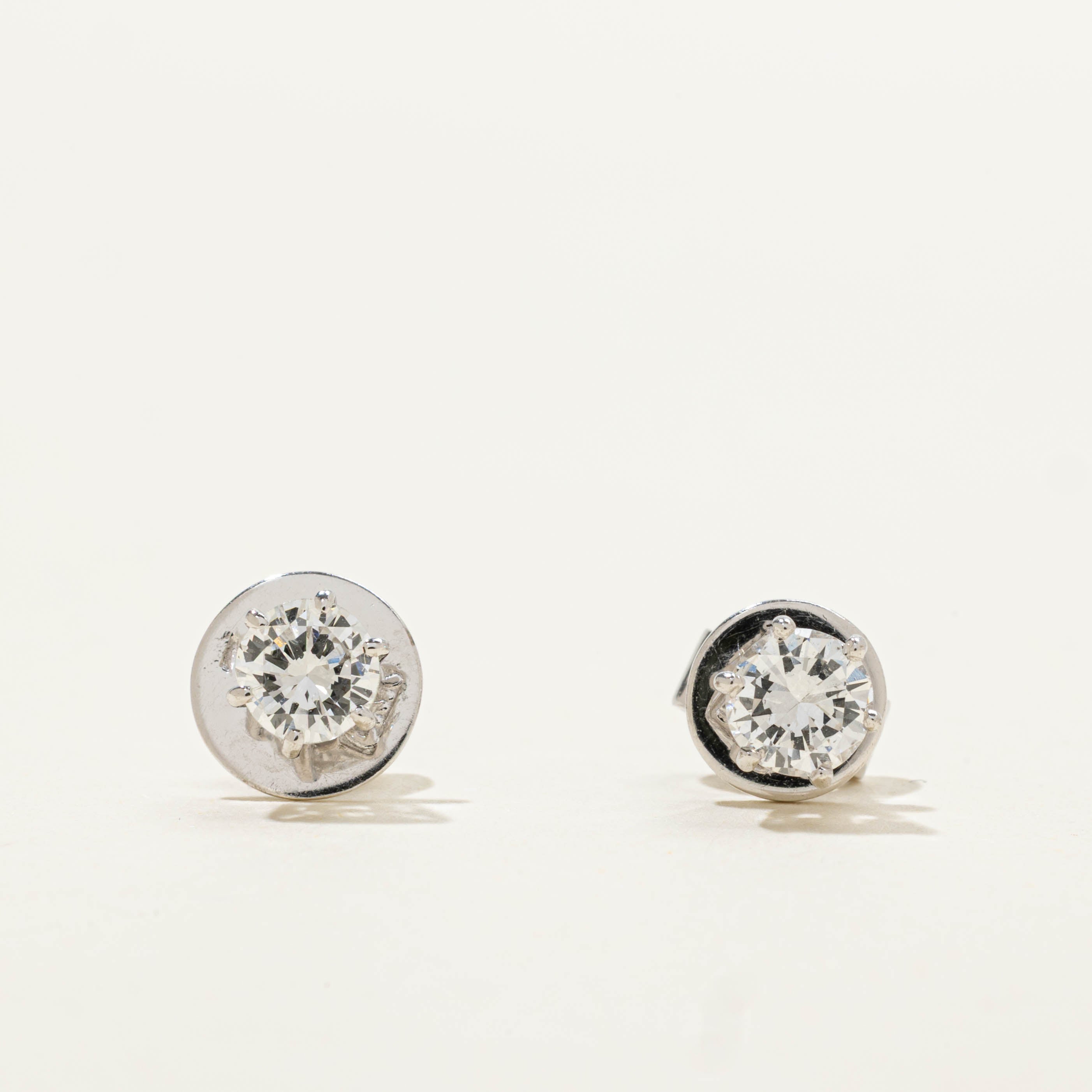 14k Solitaire Diamond Stud Earrings | 0.76ctw SI1/SI2 G/H