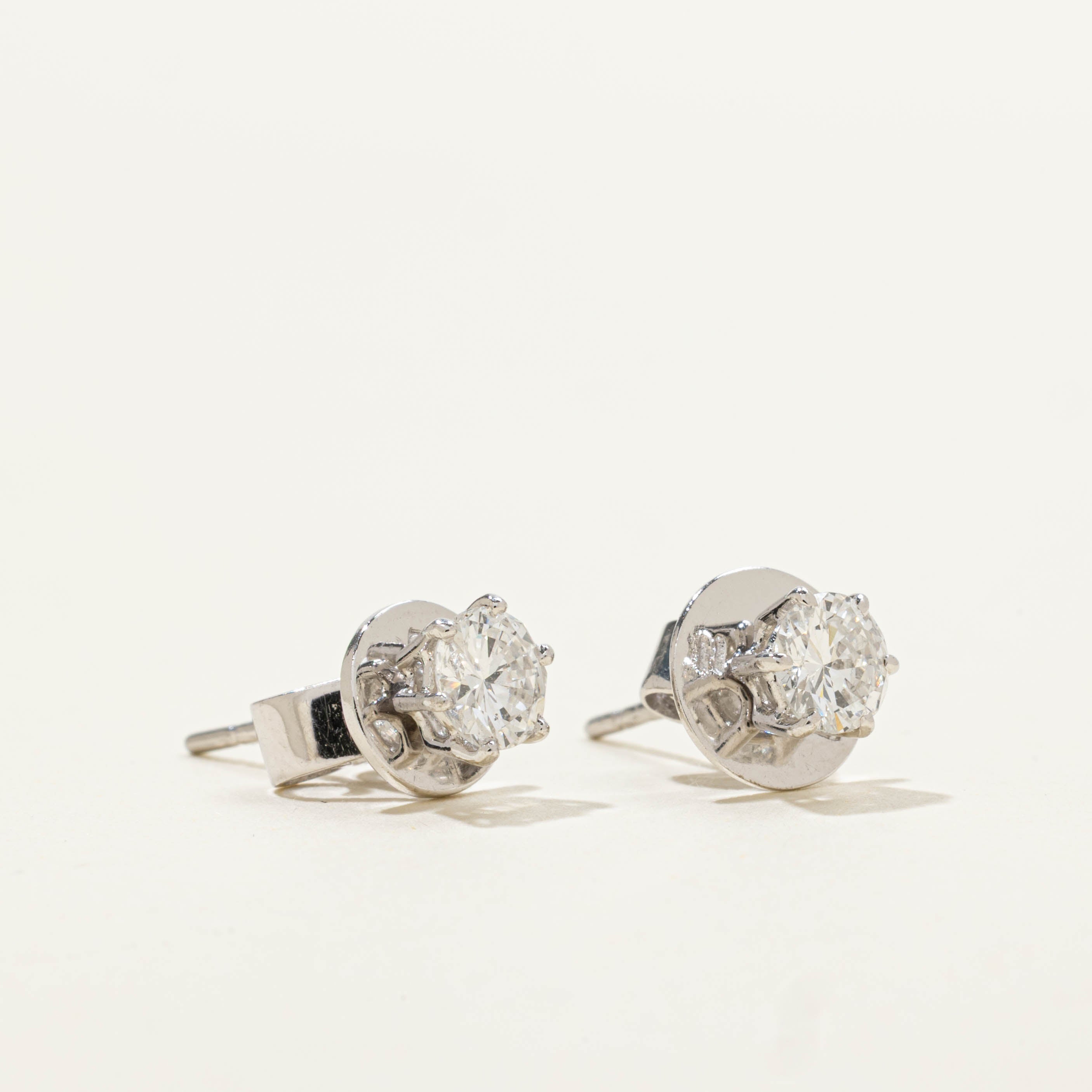 14k Solitaire Diamond Stud Earrings | 0.76ctw SI1/SI2 G/H