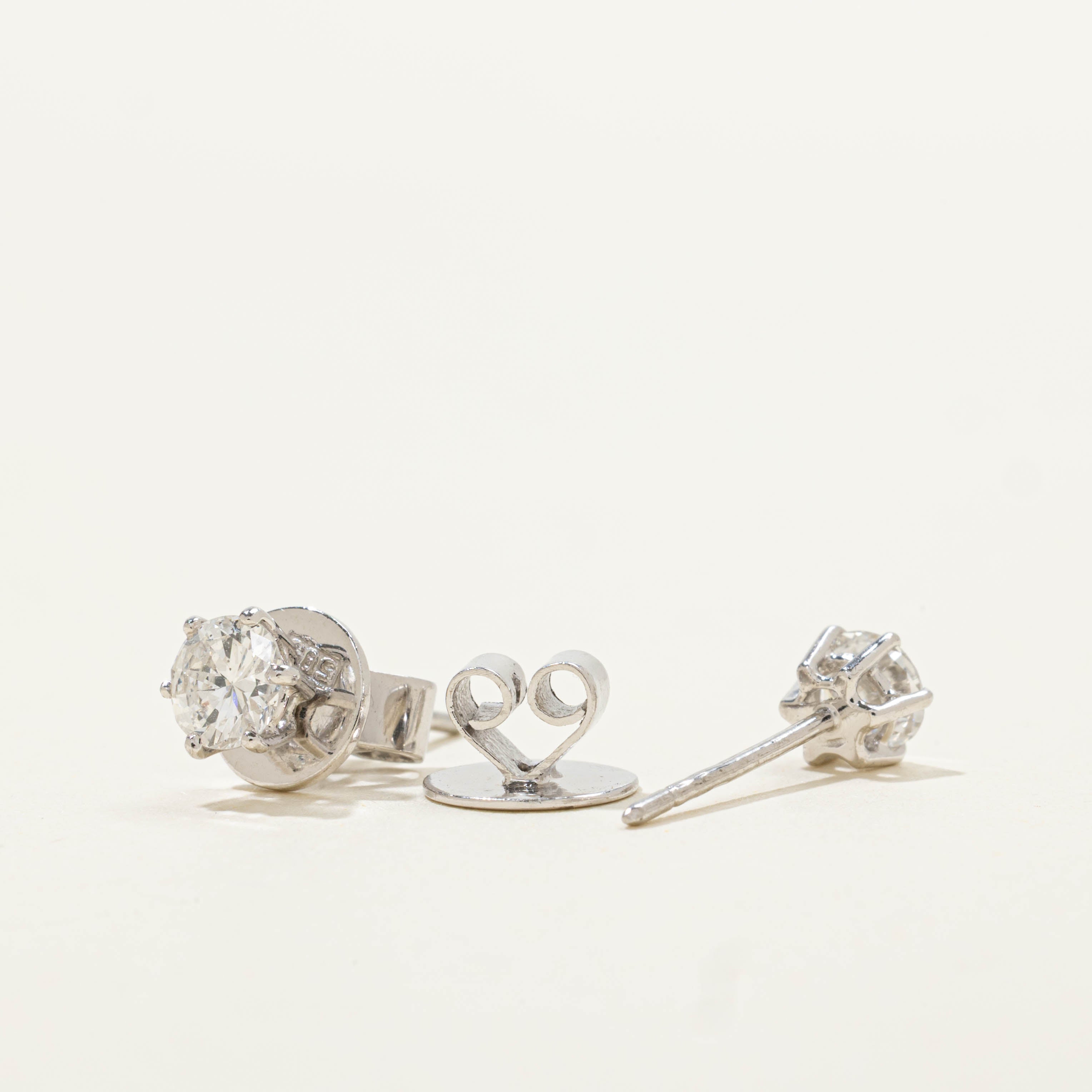 14k Solitaire Diamond Stud Earrings | 0.76ctw SI1/SI2 G/H