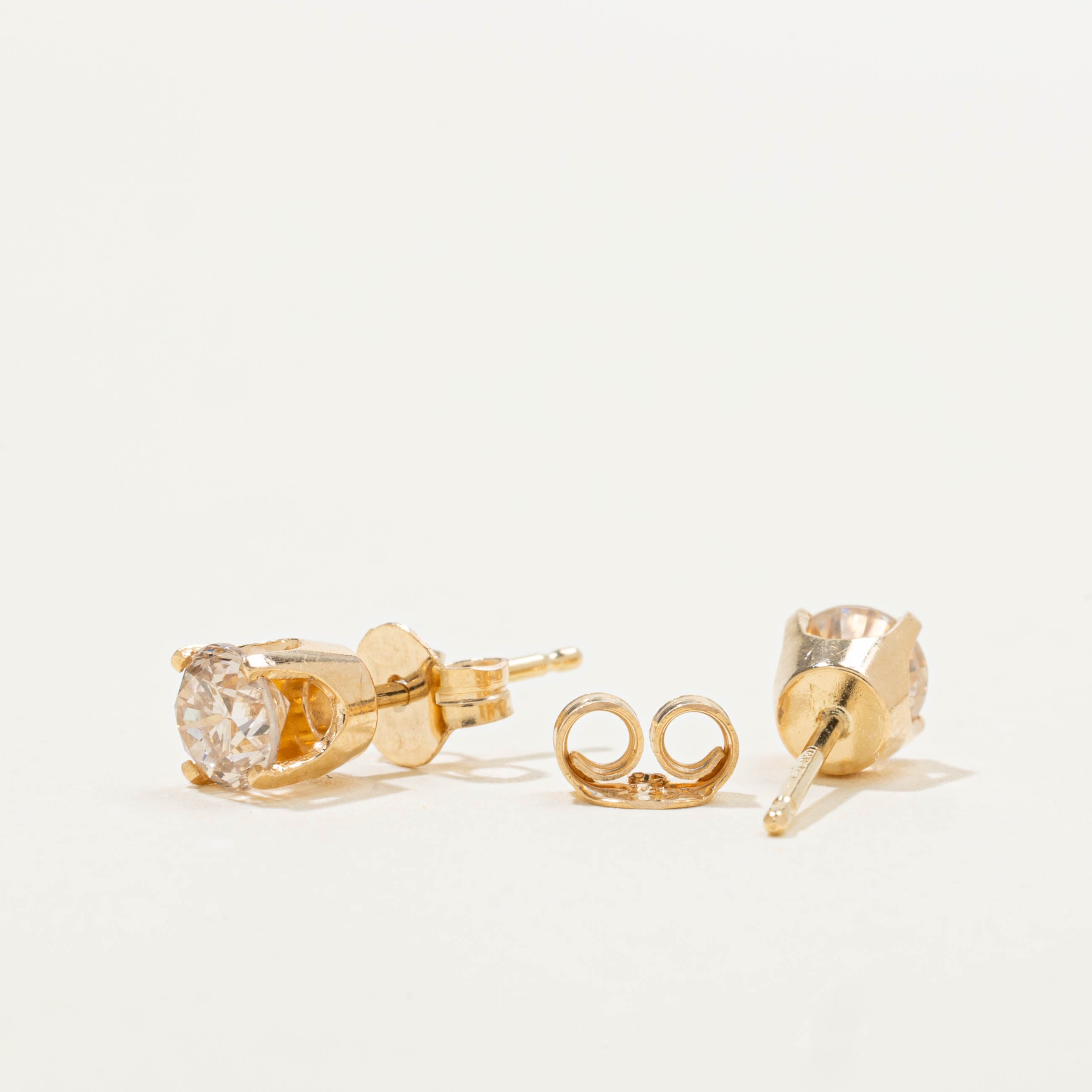 10k Solitaire Diamond Stud Earrings | 0.82ctw SI1 K/L