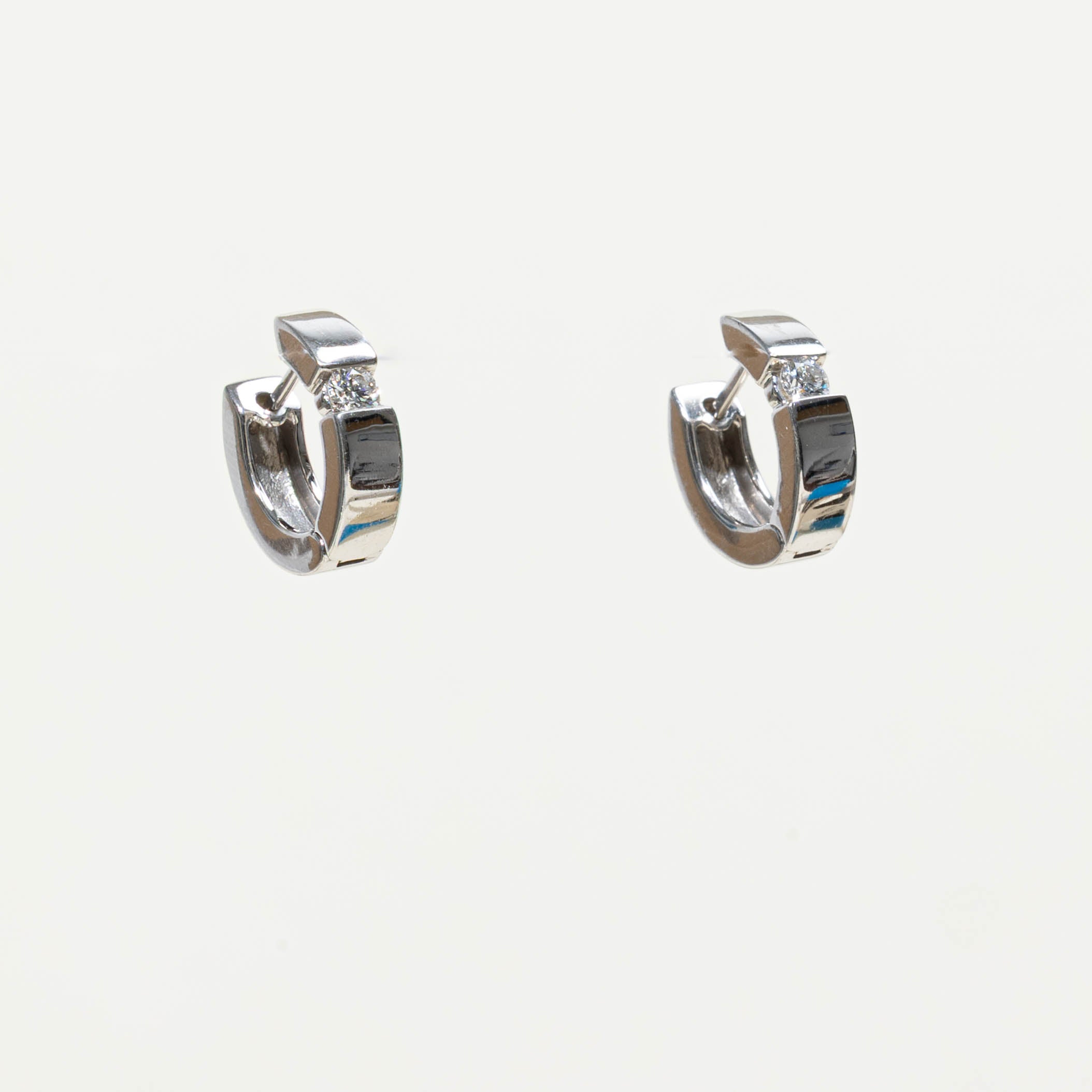14k Tension Set Diamond Huggie Earrings | 0.22ctw