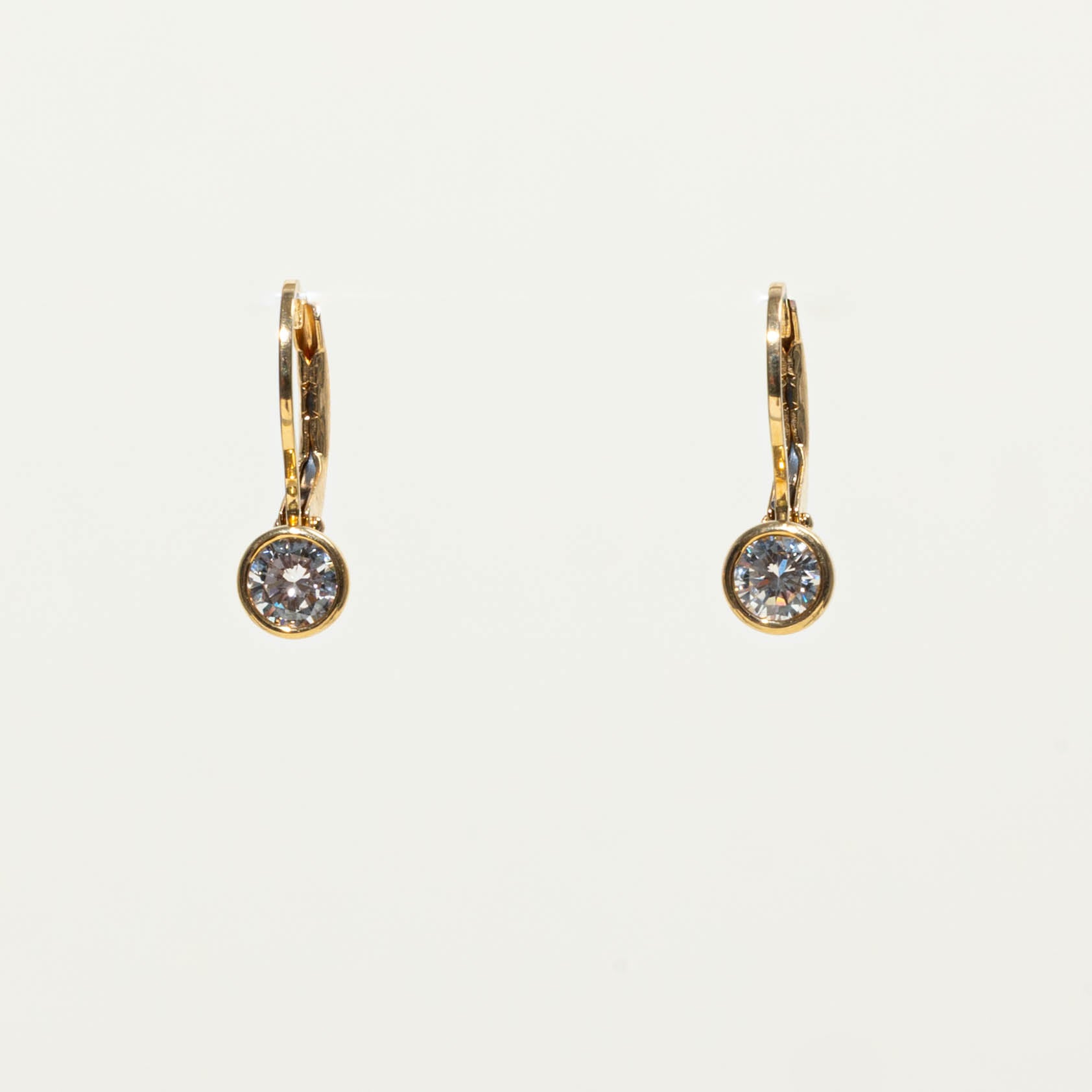 18k Bezel Set Diamond Drop Earrings | 0.50ctw