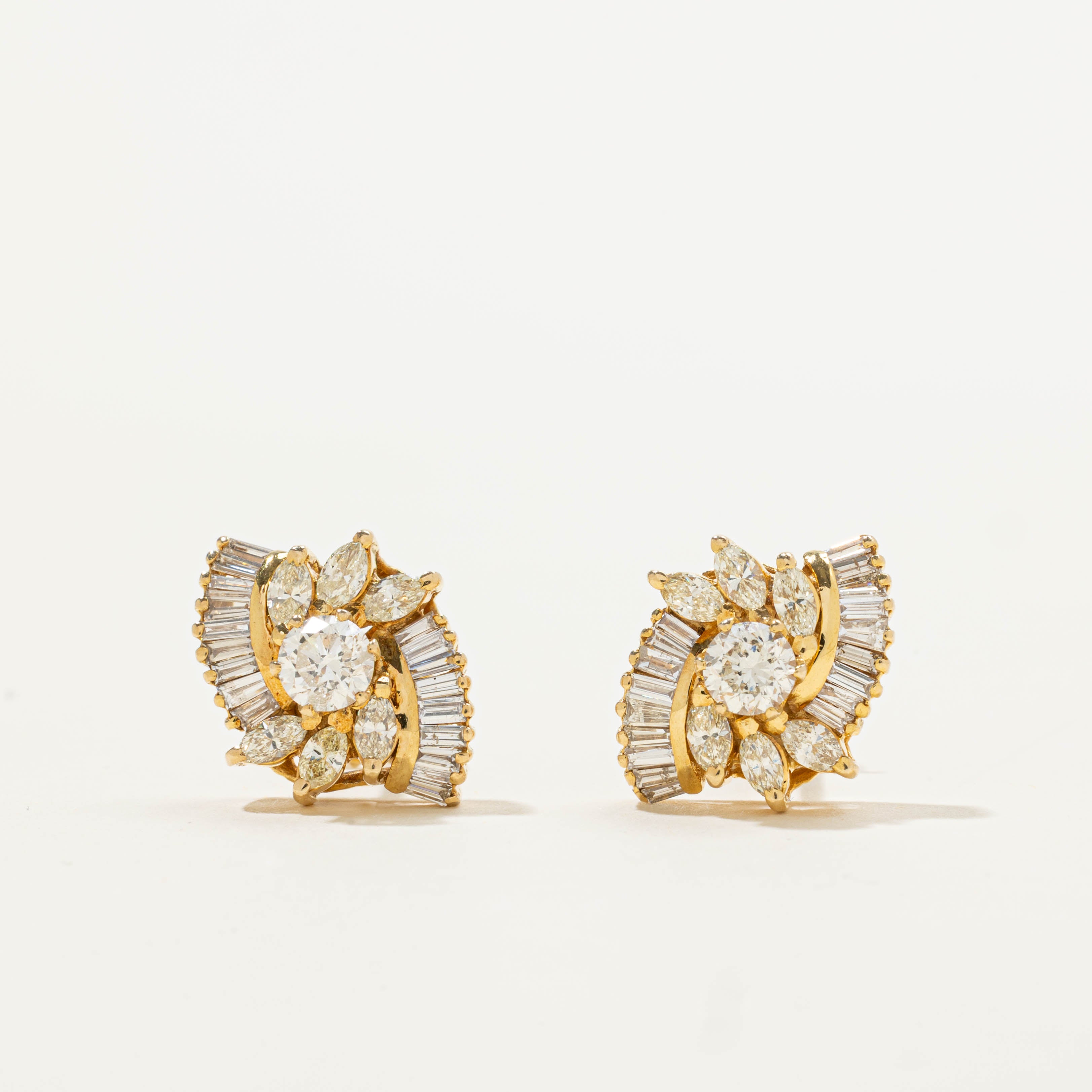 14k Diamond Eye Cluster Earrings | 1.66ctw