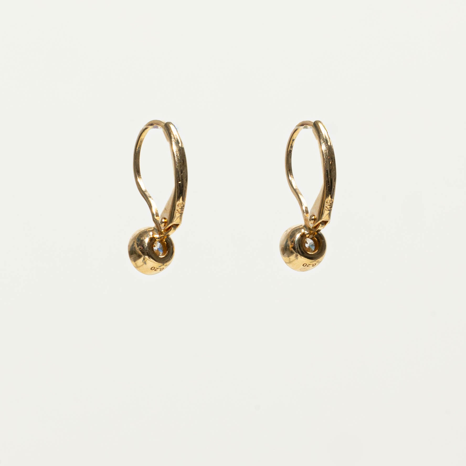 18k Bezel Set Diamond Drop Earrings | 0.50ctw