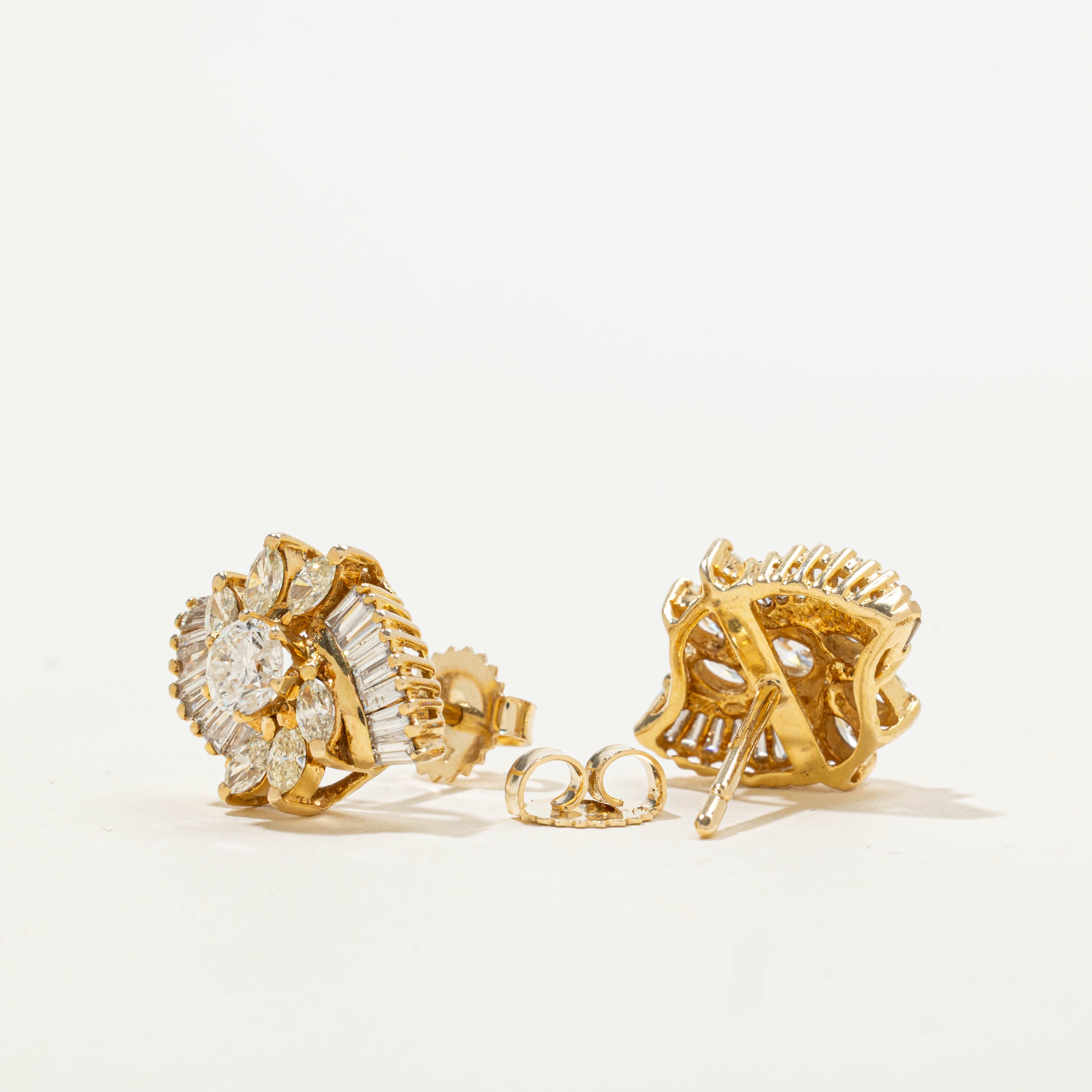14k Diamond Eye Cluster Earrings | 1.66ctw