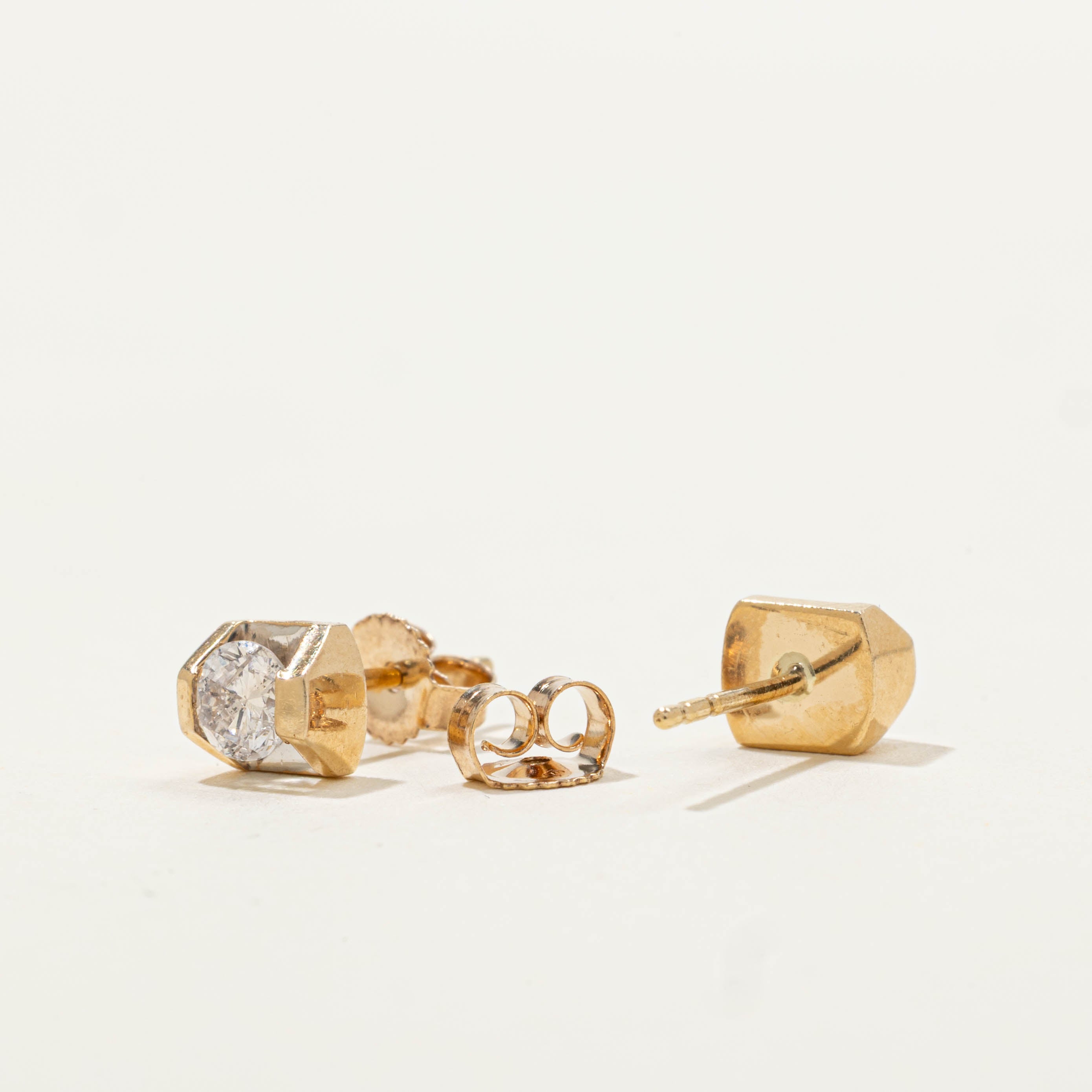 10k Tension Set Diamond Hexagon Studs | 0.41ctw