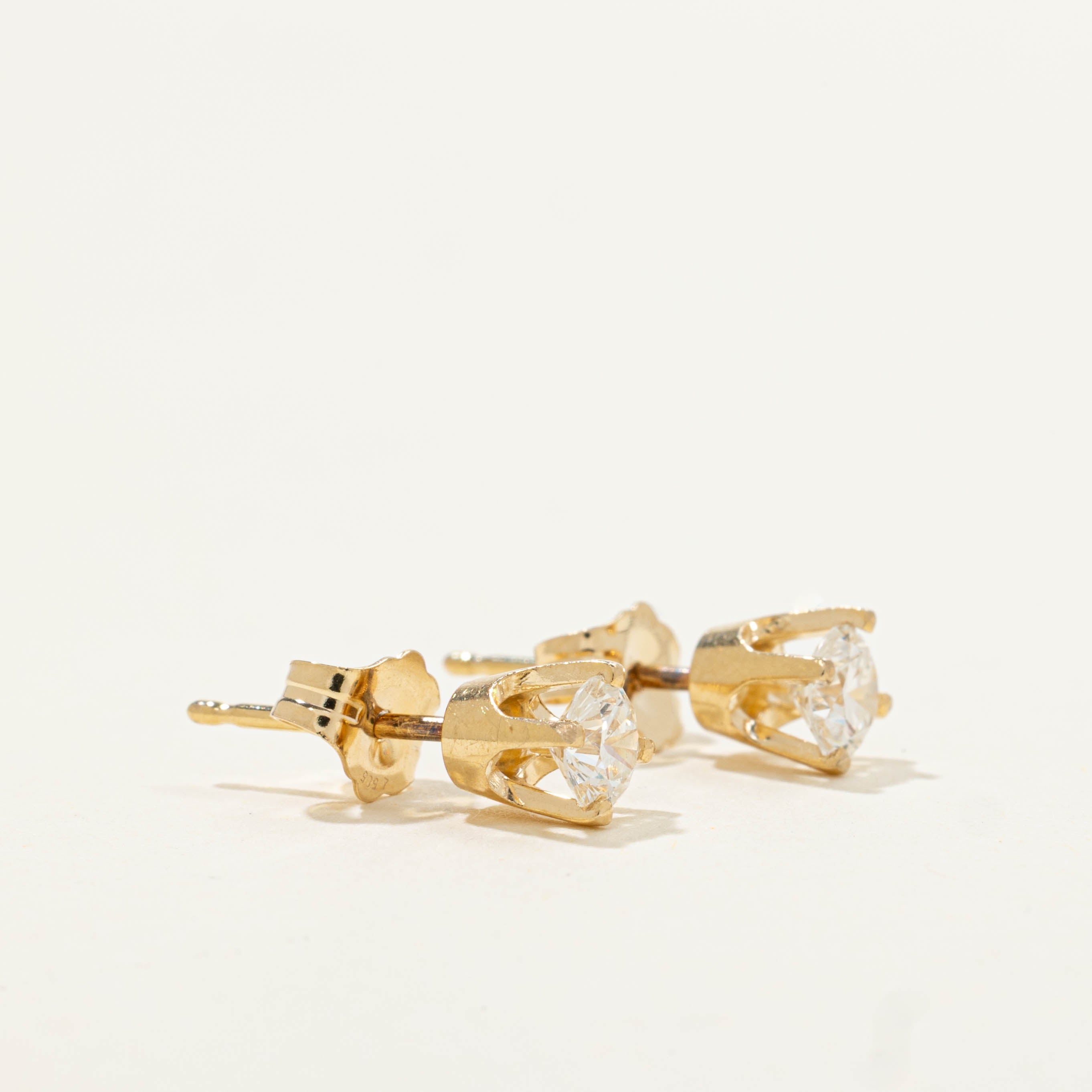 14k Basket Set Diamond Studs | 0.44ctw