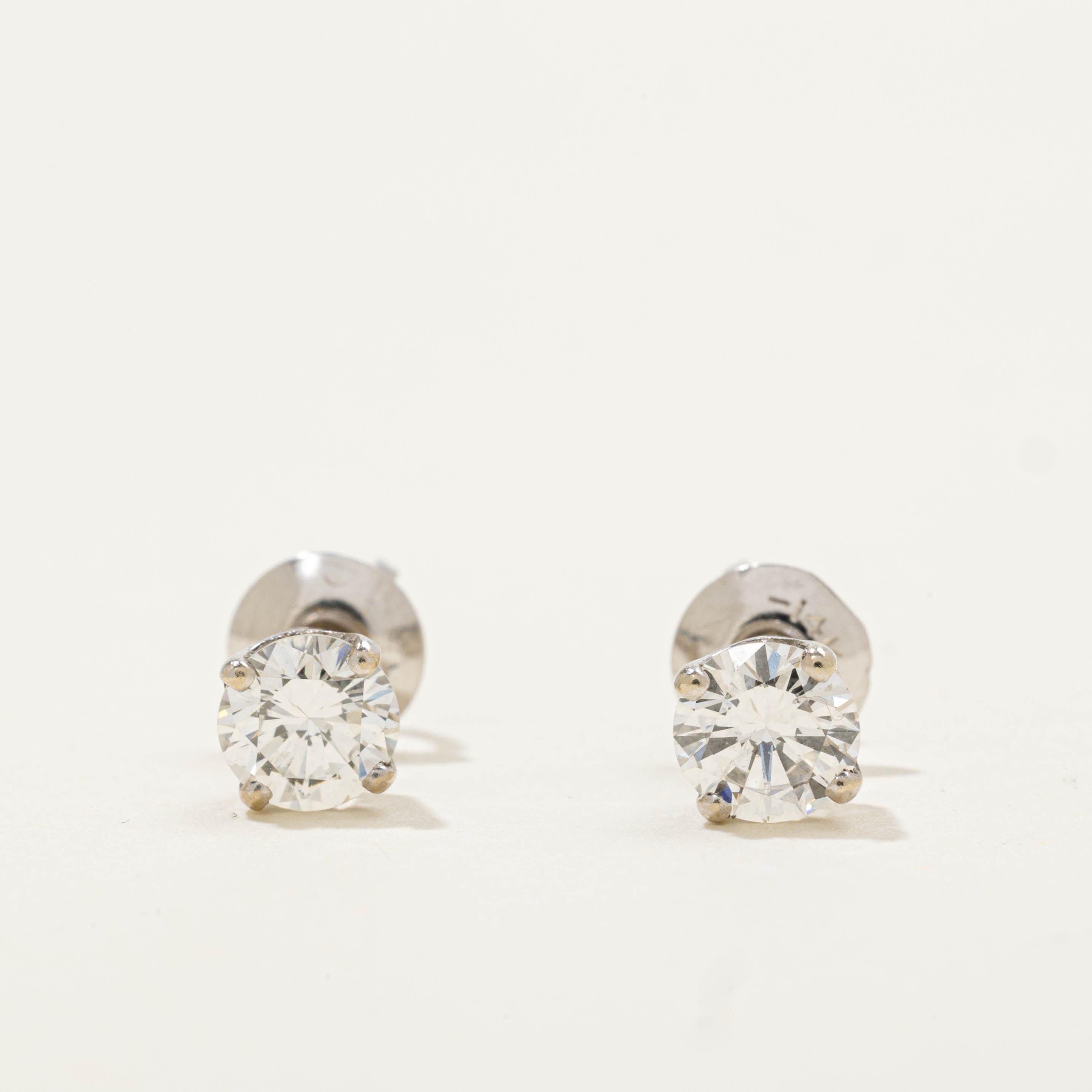 14k Solitaire Diamond Studs | 0.80ctw VS1/VS2 H/I