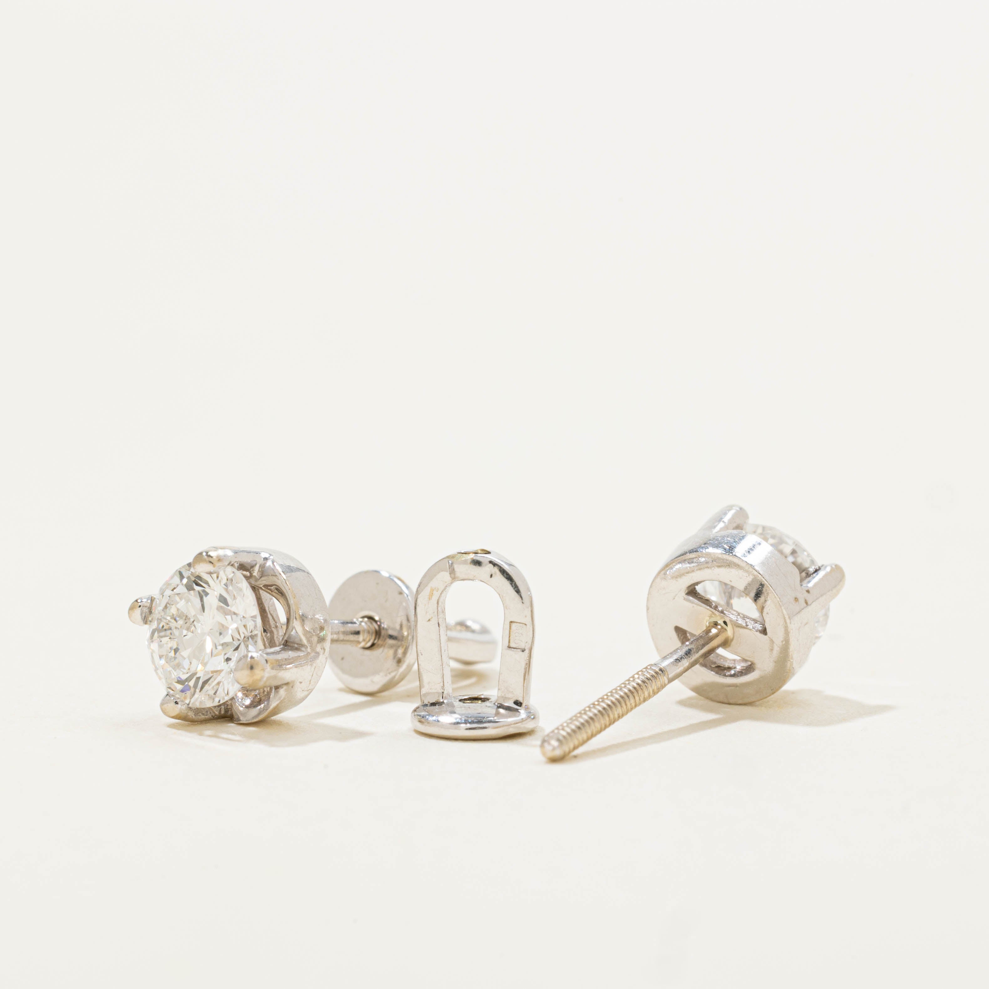 14k Solitaire Diamond Studs | 0.84ctw I1/I2 G/H