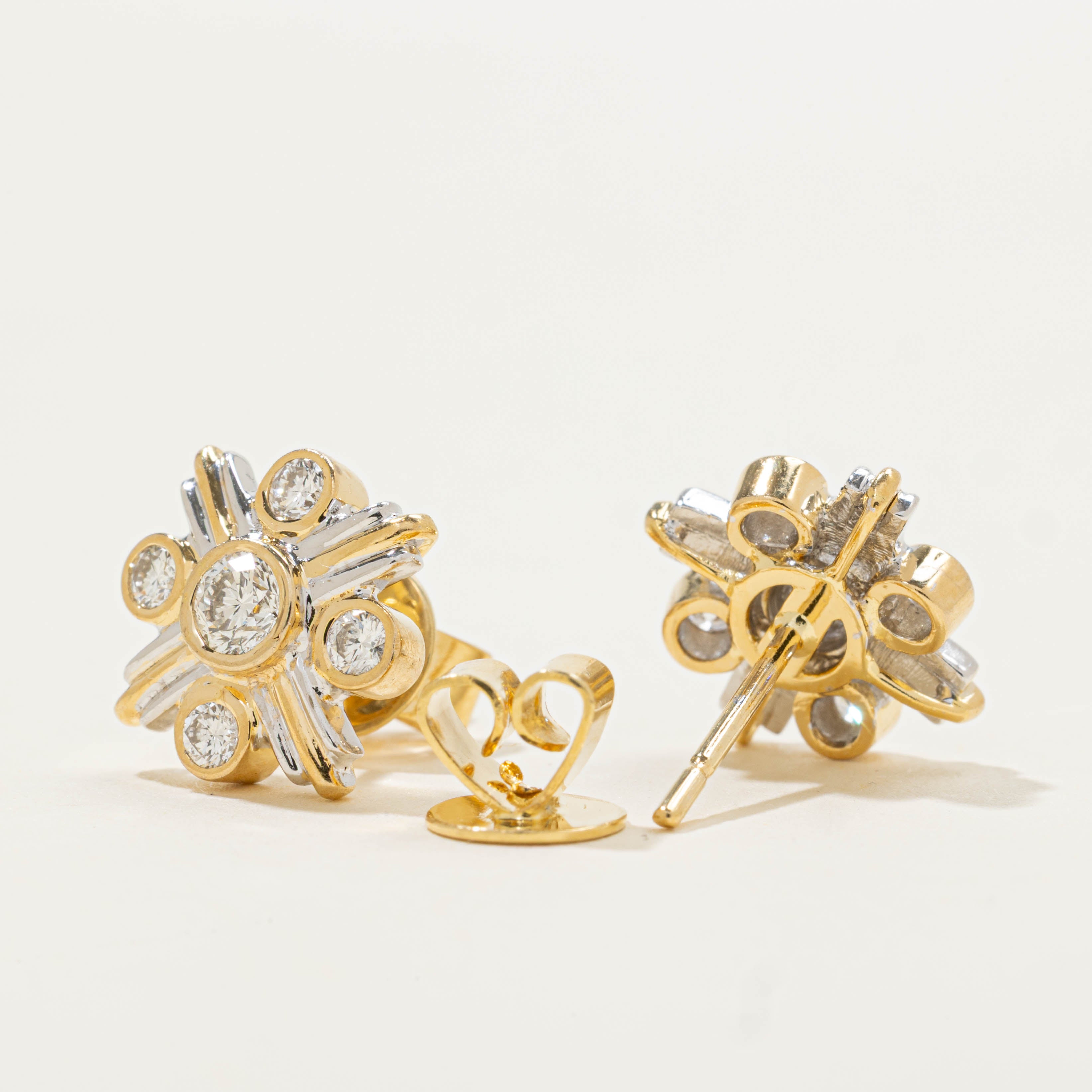18k Two Tone Diamond Abstract Studs | 0.50ctw