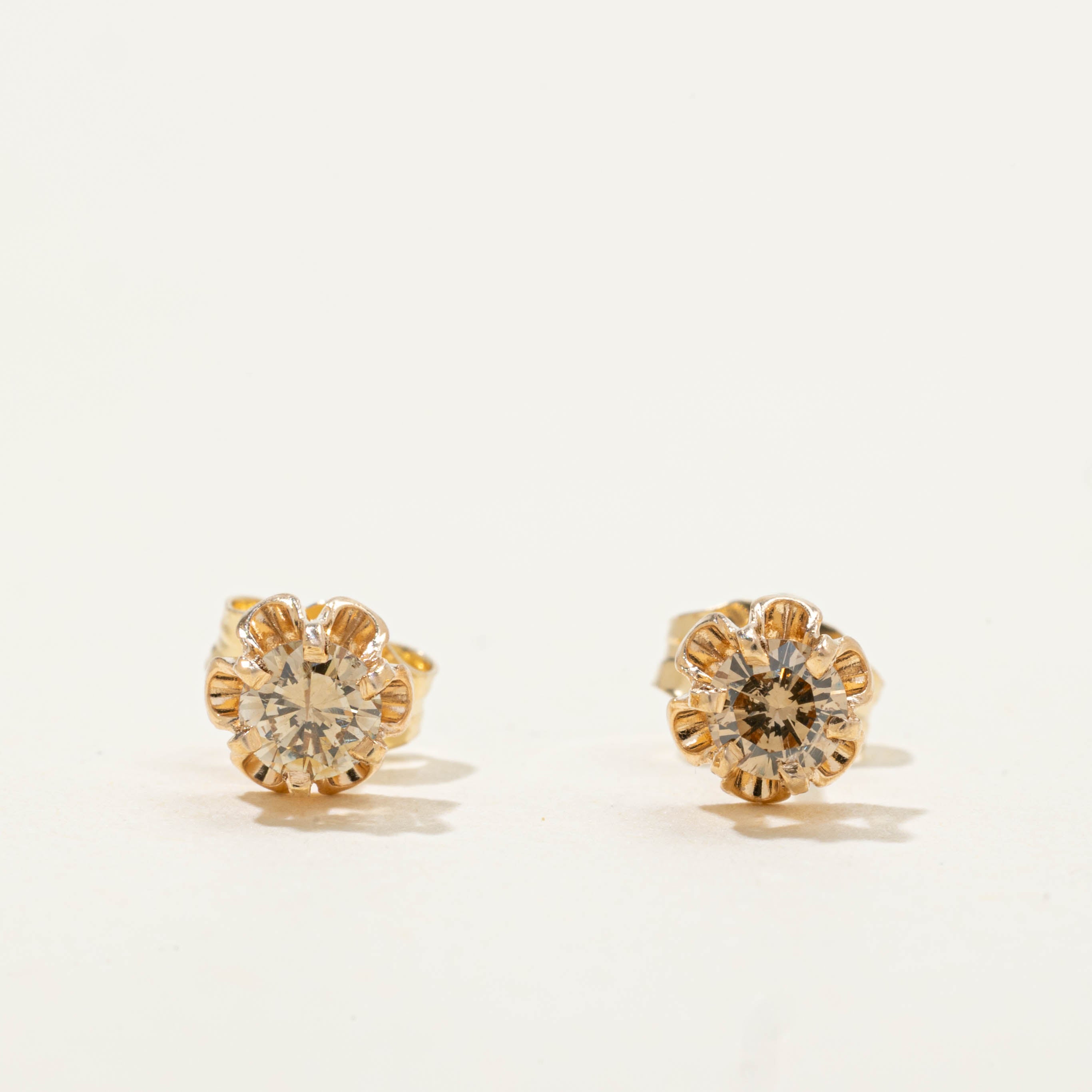 14k Basket Set Diamond Studs | 0.30ctw