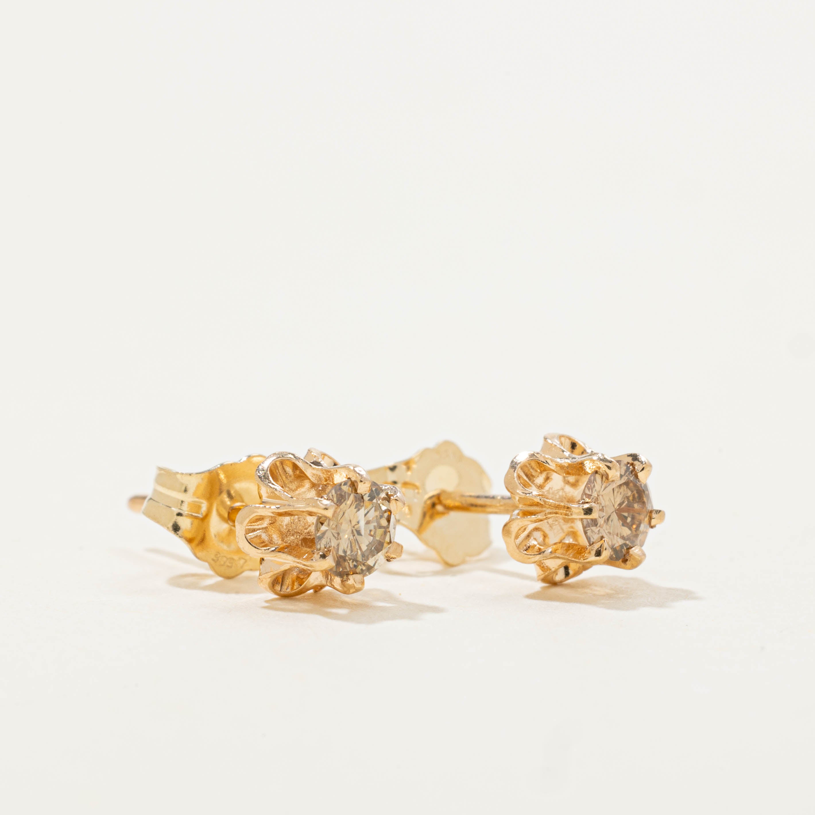 14k Basket Set Diamond Studs | 0.30ctw