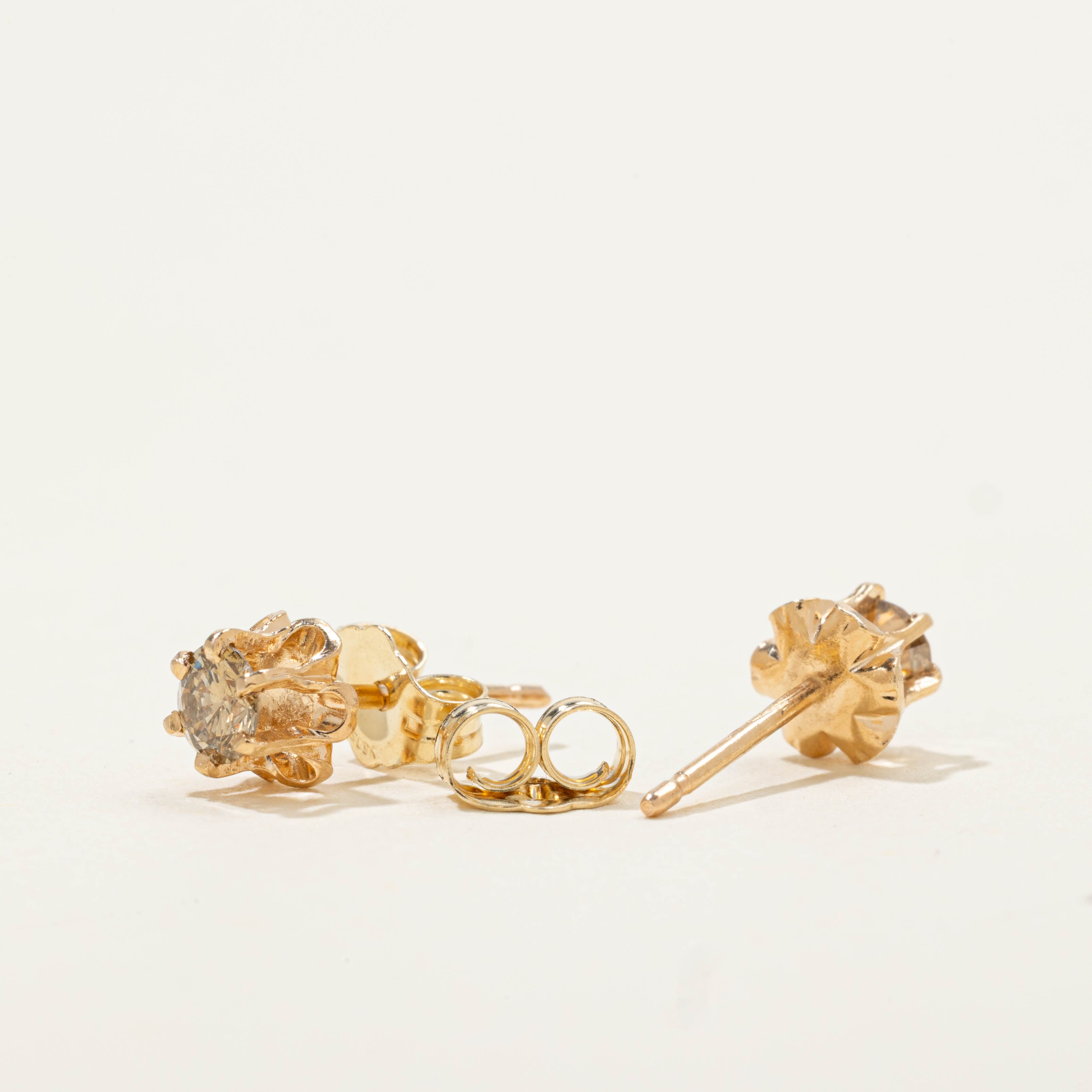 14k Basket Set Diamond Studs | 0.30ctw